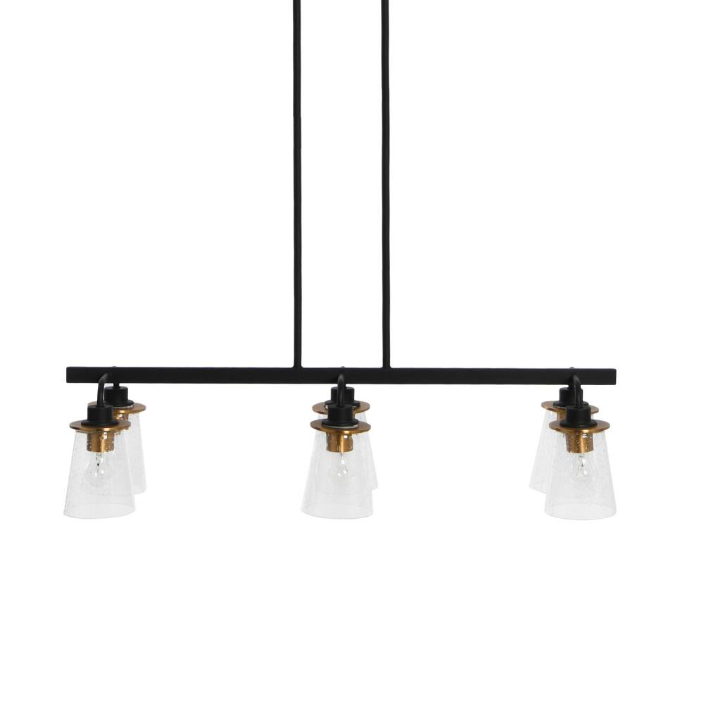 Hello Honey® Robert Stevenson Lighting Jameson Metal & Seedy Glass 6-Light Linear Chandelier