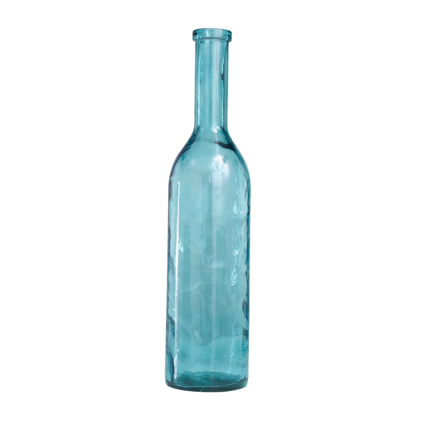 30" Teal Recycled Glass Tall Spanish Bottleneck Vase