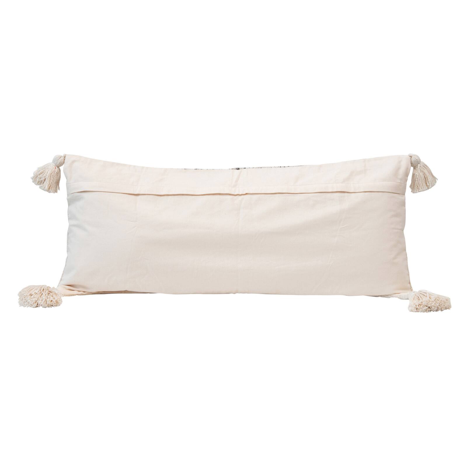 Hello Honey® Cream Lumbar Pillow with Tassels & Variegated Gray Yarns