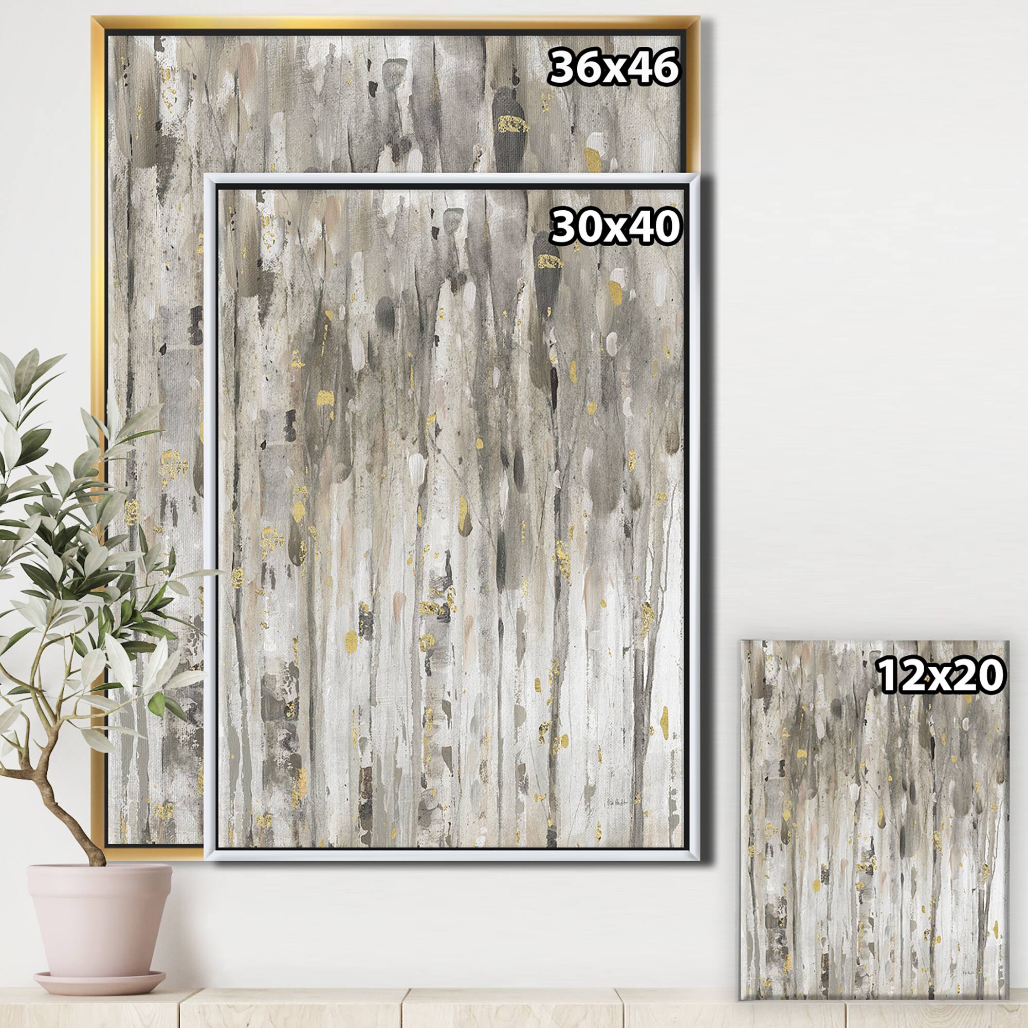 Designart - The Modern Grey Forest III - Farmhouse Canvas in Gold Frame