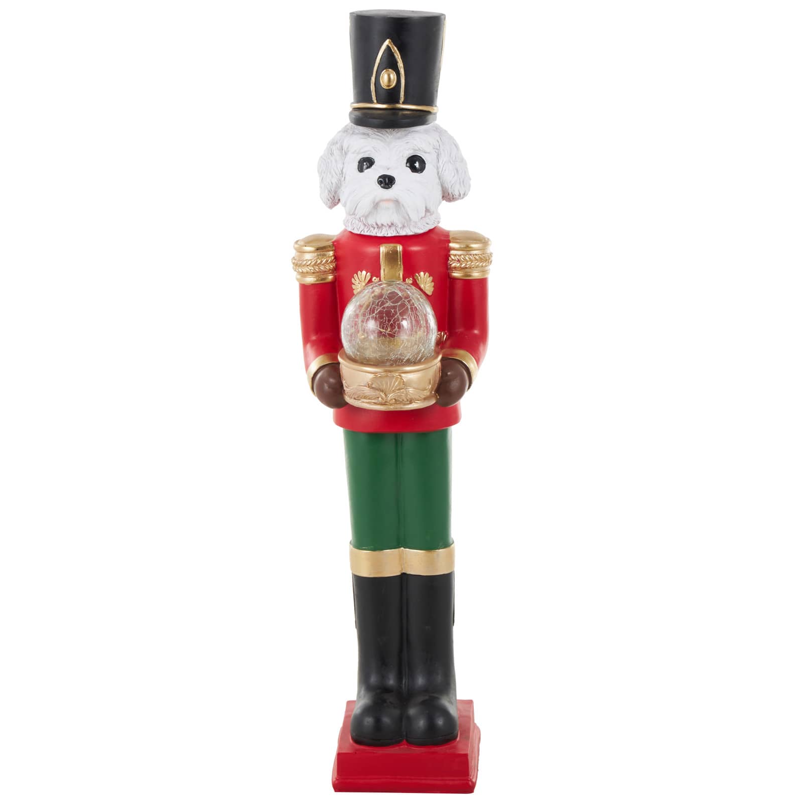 31.5" Fiberglass Dog Tall Soldier Decorative Christmas Sculpture