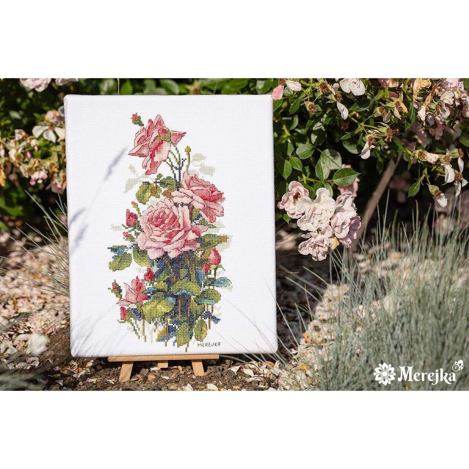 Merejka® Pink Roses Counted Cross Stitch Kit