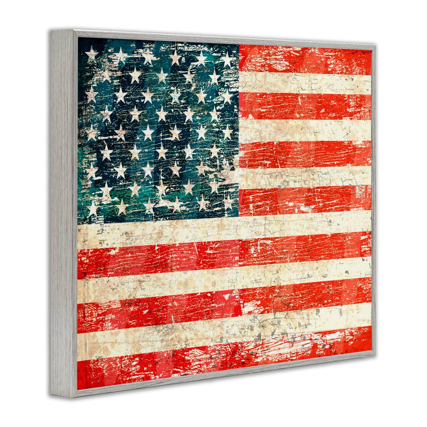 Stupell Industries Rustic American Flag Framed Giclee Art