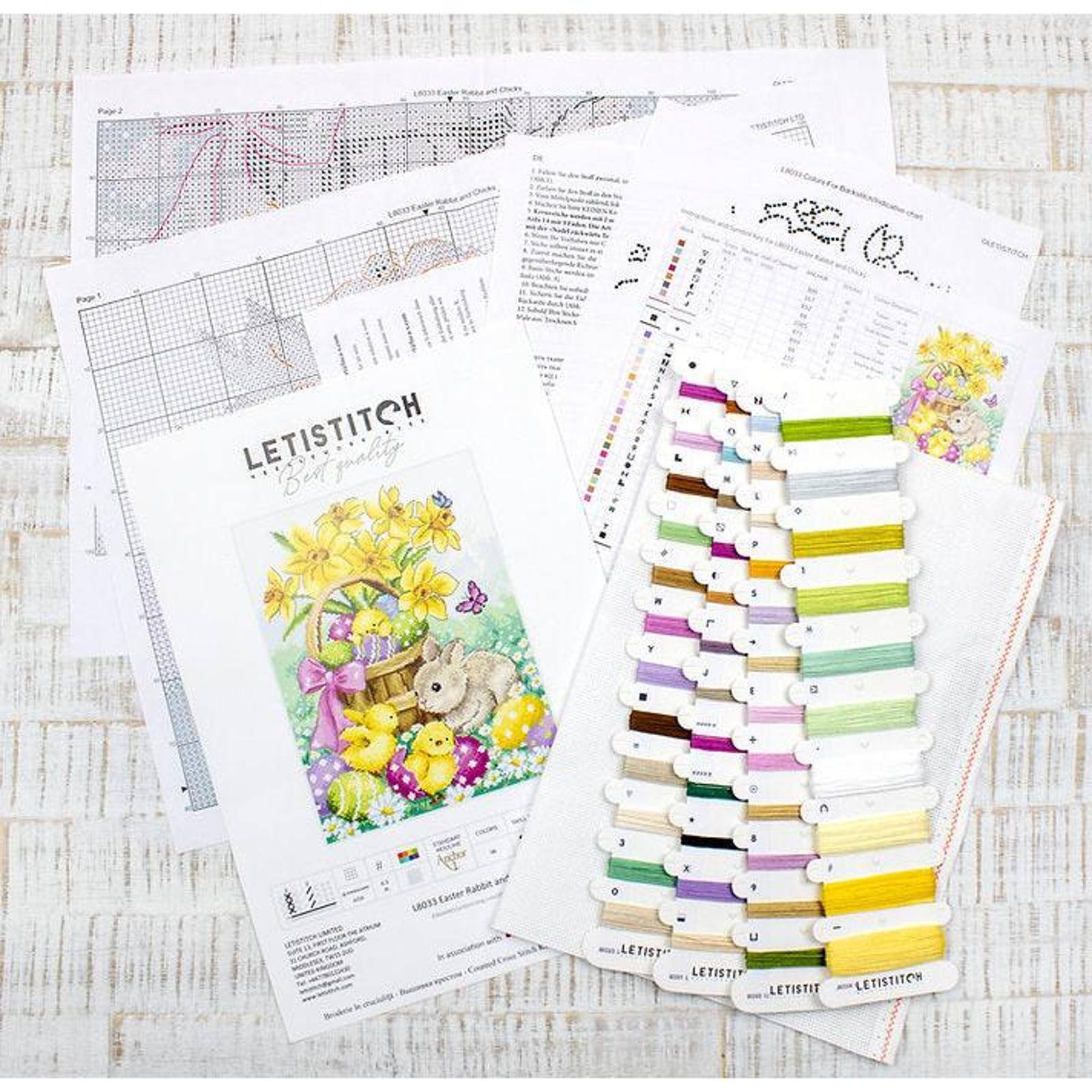 Letistitch Counted Cross Stitch Kit Easter Rabbit and Chicks