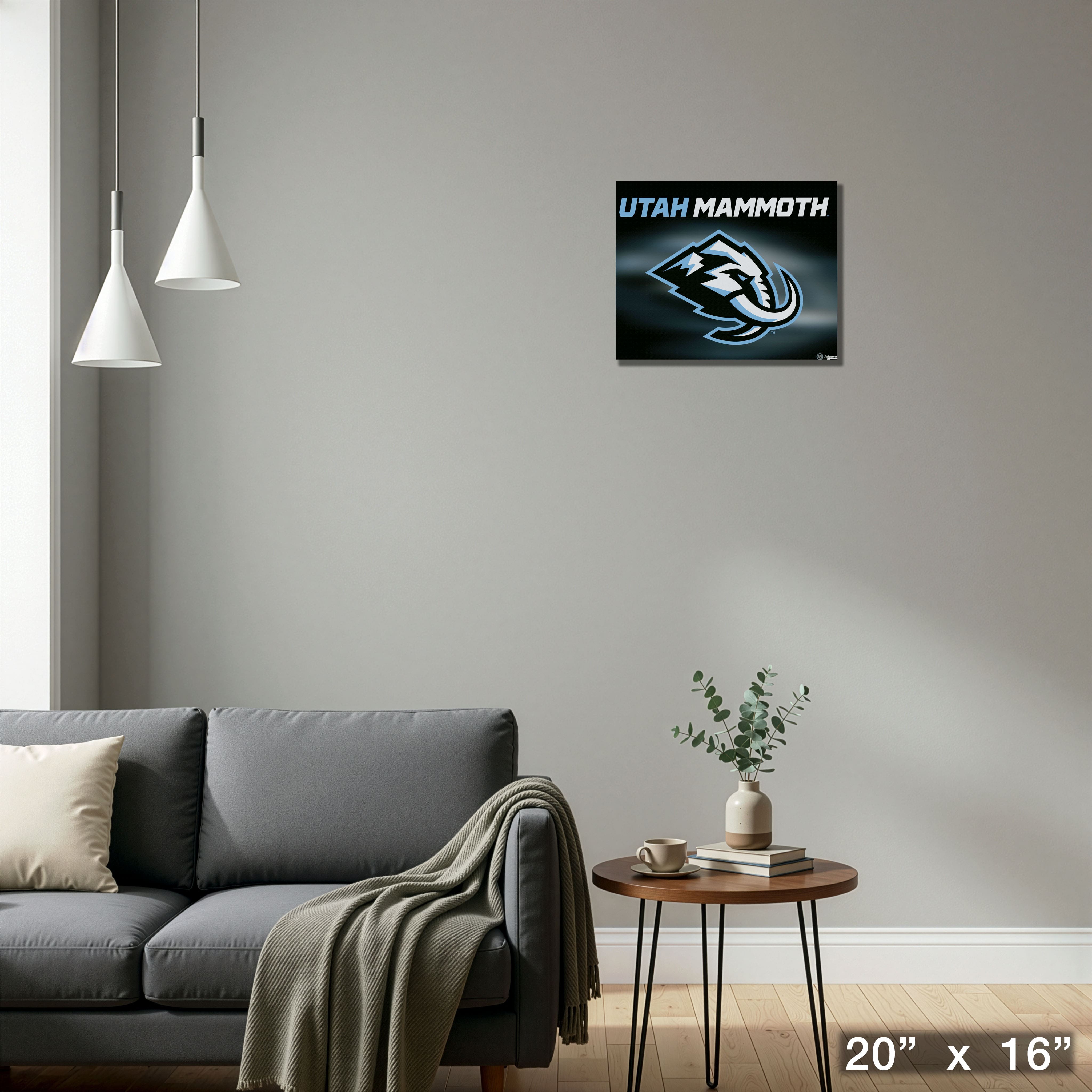 Utah Mammoth 16" x 20" Logo Canvas Stretched 20" x 16"