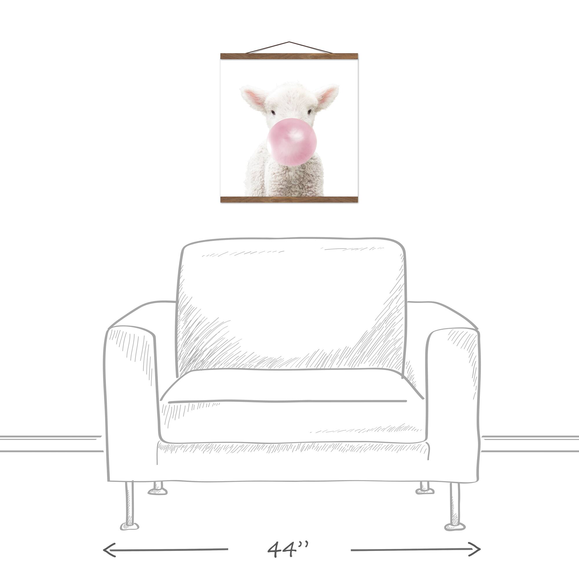 Baby Lamb 16" x 16" Teak Hanging Canvas