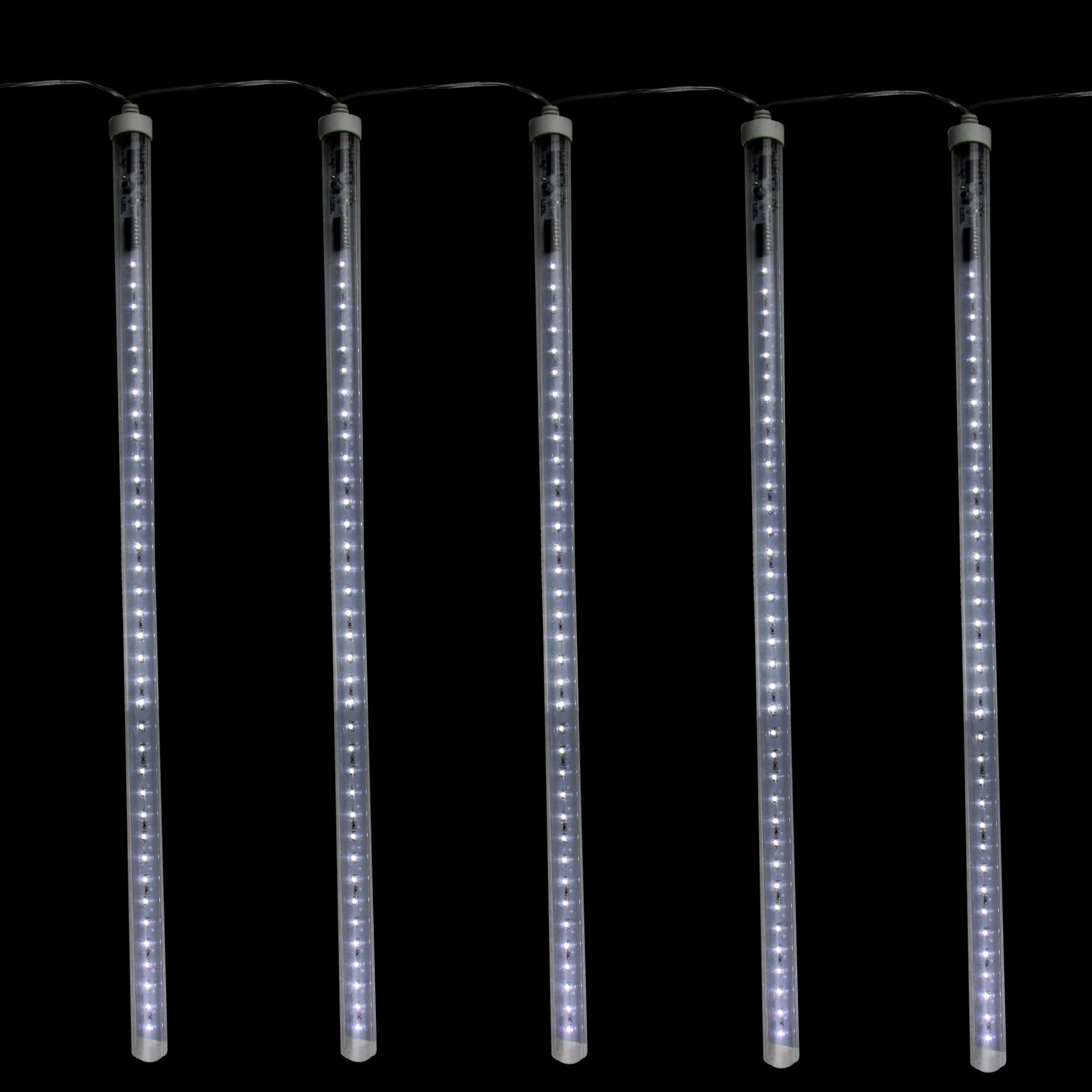 LED Lighted Dripping Icicle Snowfall Christmas Light Tubes -13.25' Clear Wire - 5ct
