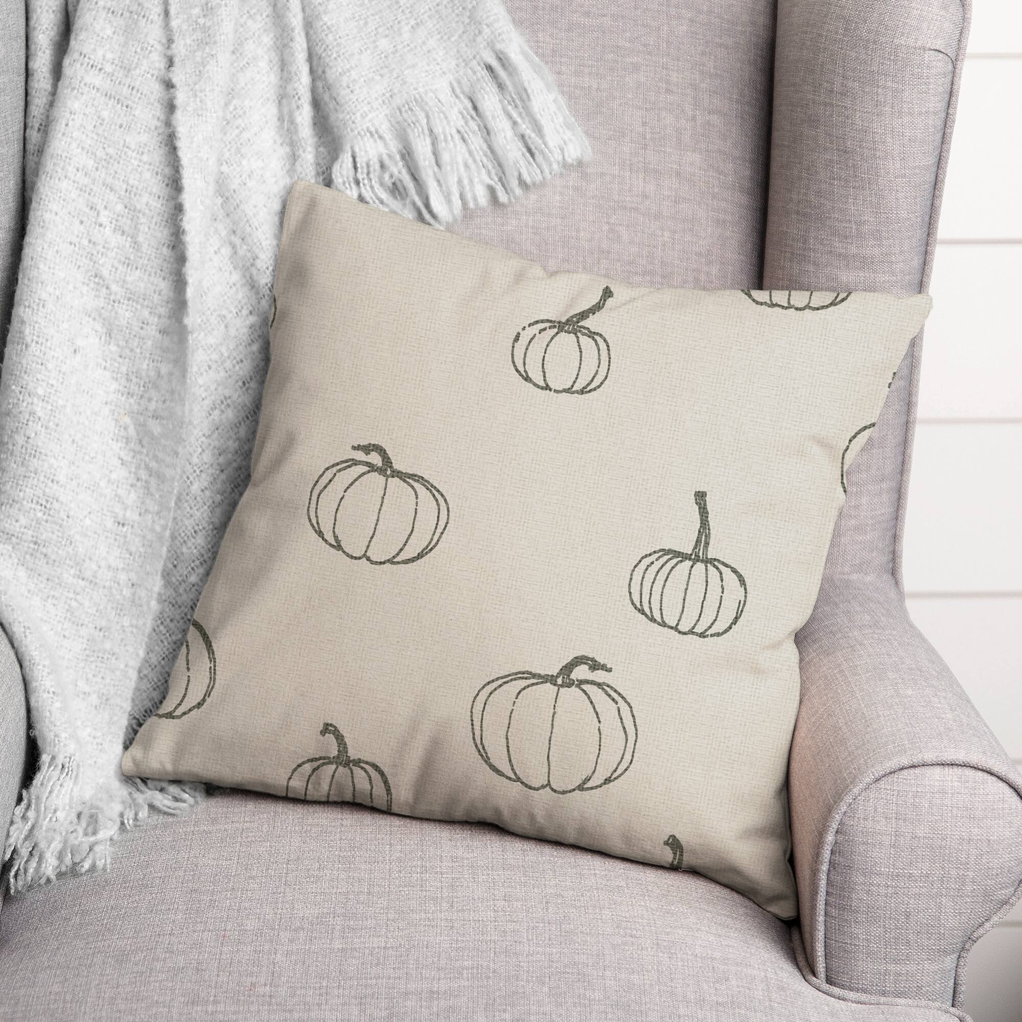 Gray Mini Pumpkin Pattern Throw Pillow