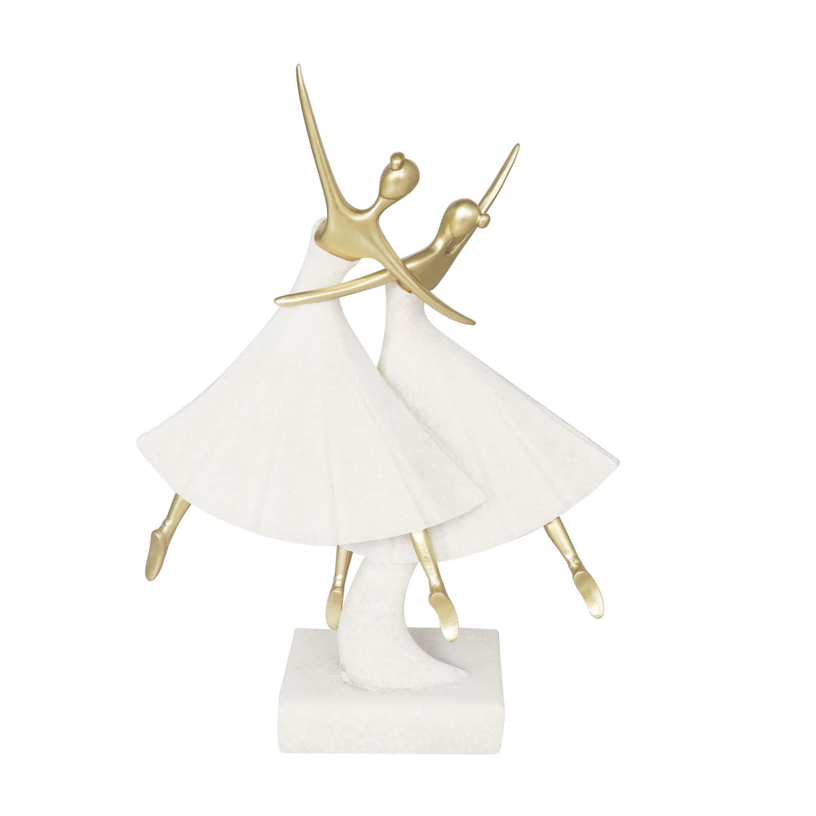12.75" Cream Polystone Dancing Ballet Couple Sculpture Décor