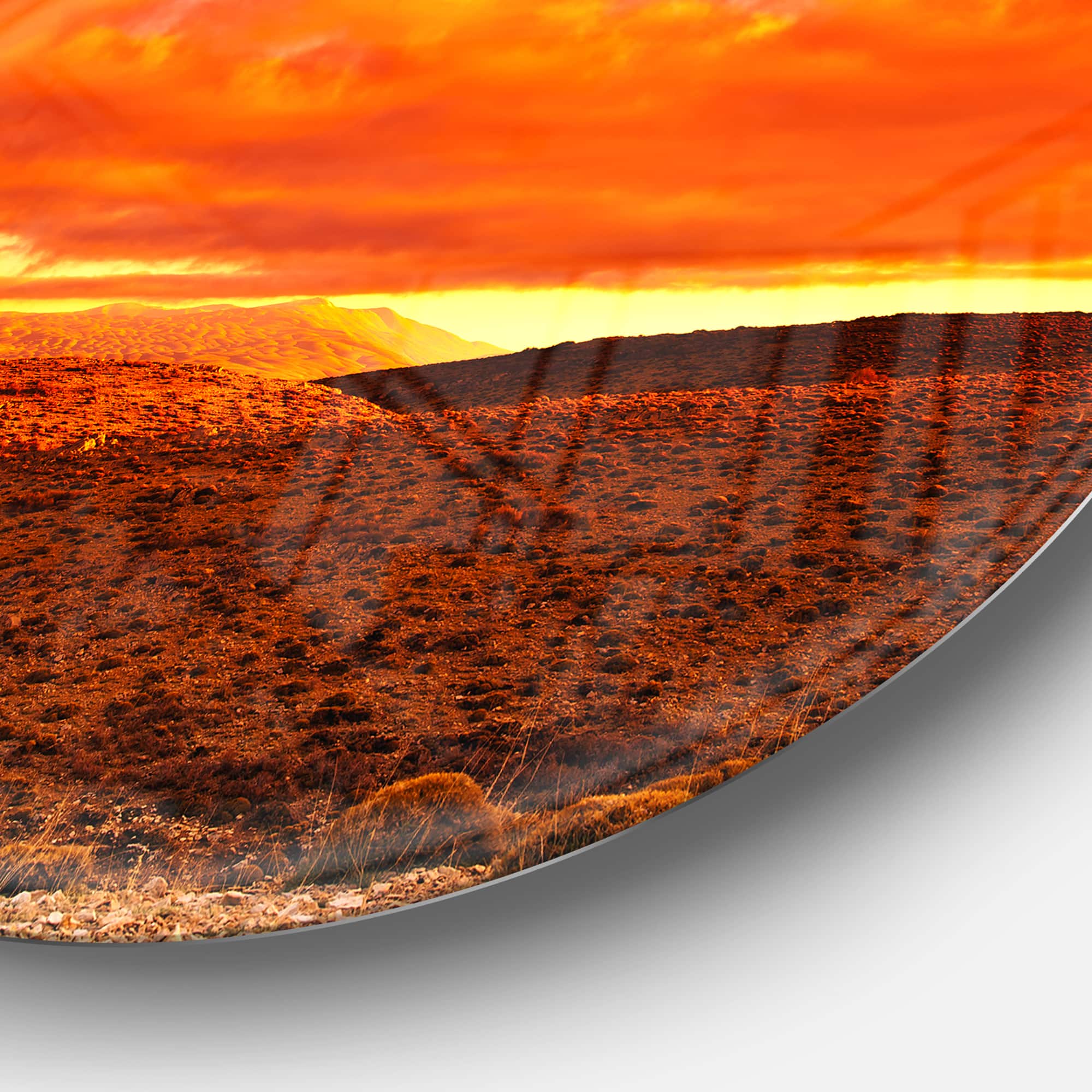 Designart - Dramatic Red Sunset at Desert' Extra Large Wall Art Landscape
