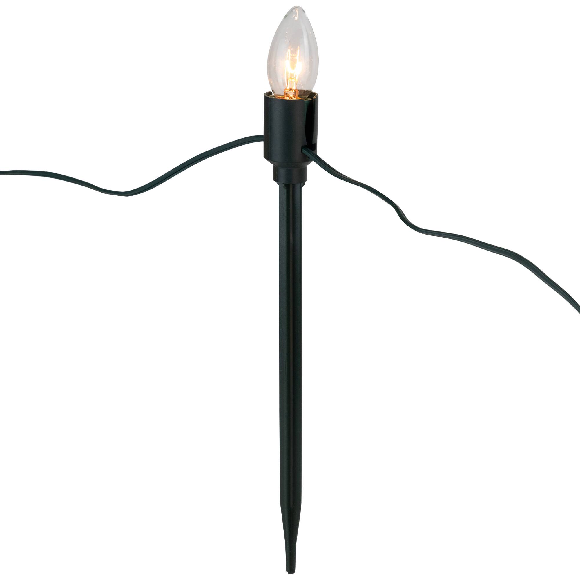 Mighty Light Clear C9 Christmas Pathway Marker Set, Green Wire