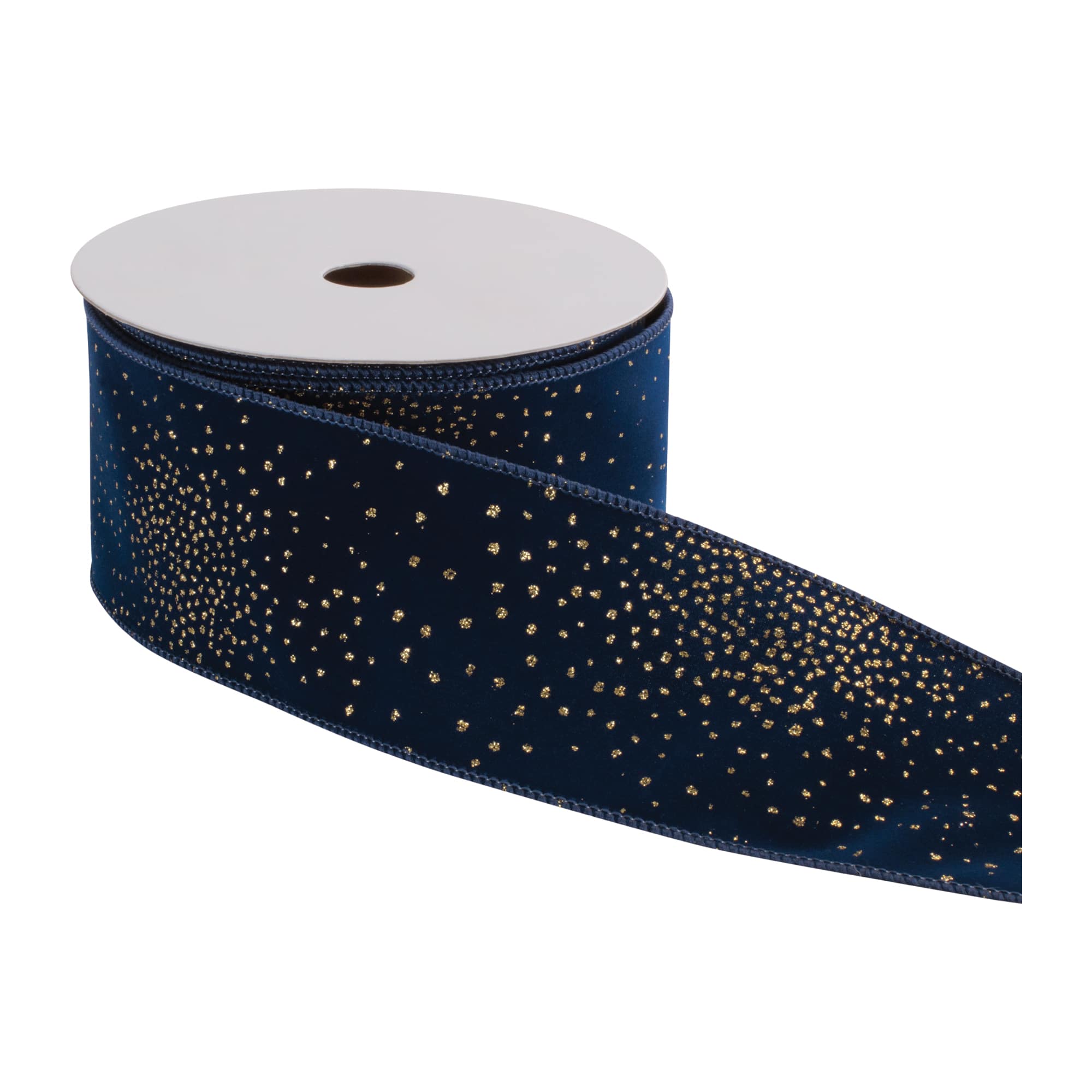 Melrose 2.5" x 10yd. Blue Speckled Wired Polyester Ribbon