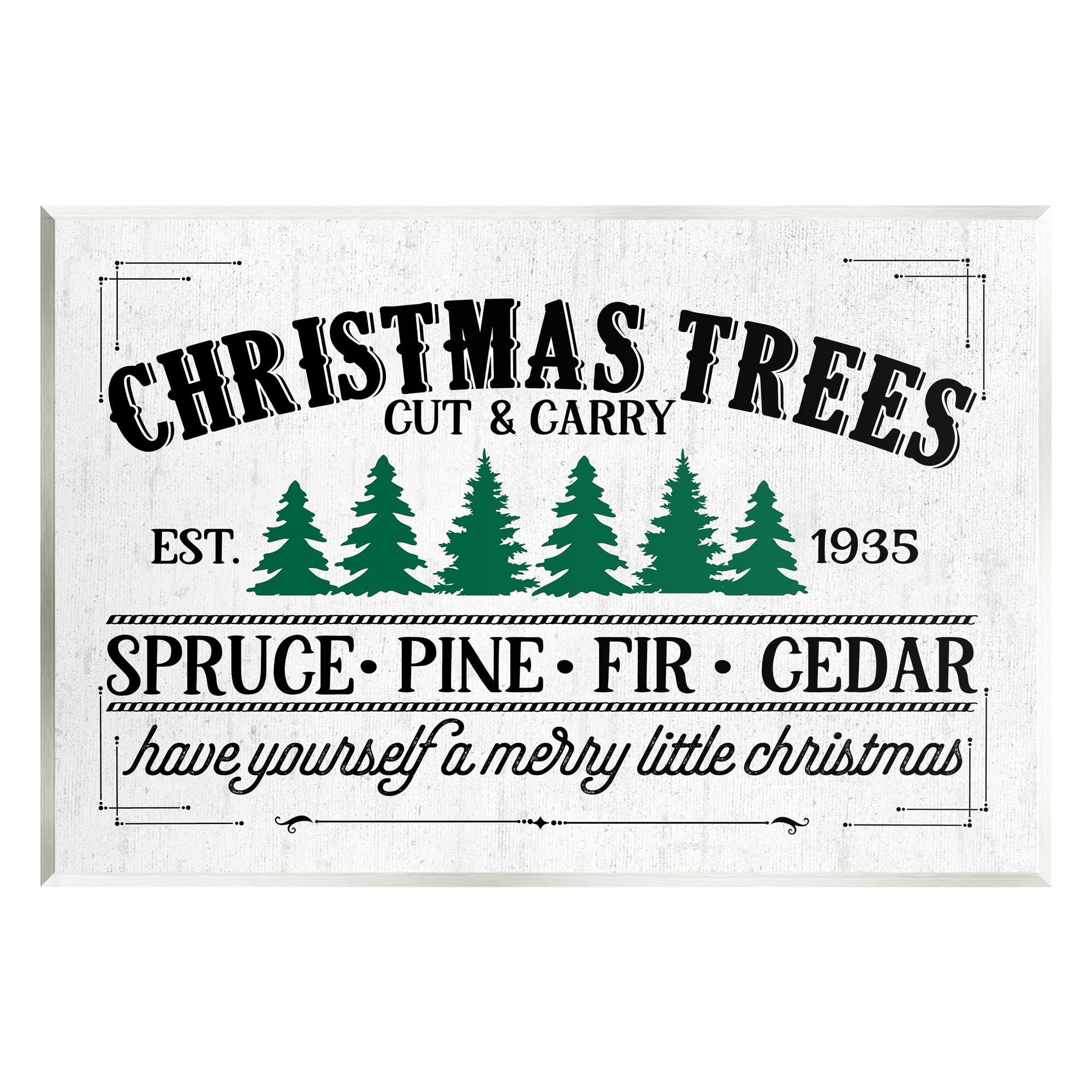 Stupell Industries Christmas Trees Vintage Sign Wall Plaque Art