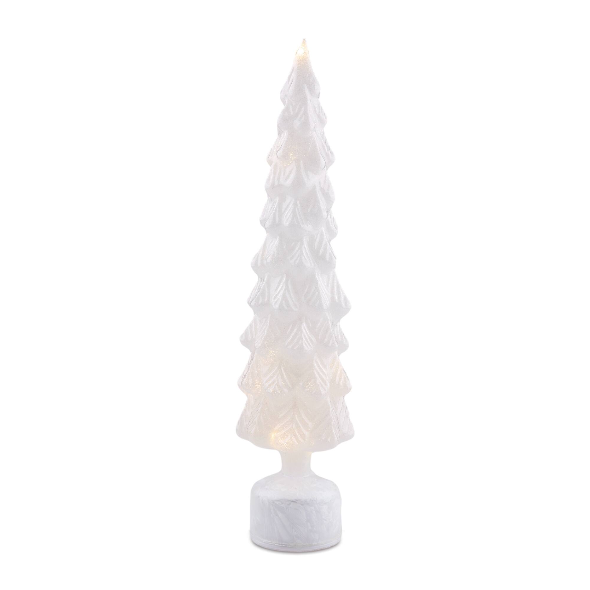 Melrose White Rotating LED Glass Christmas Tree Set