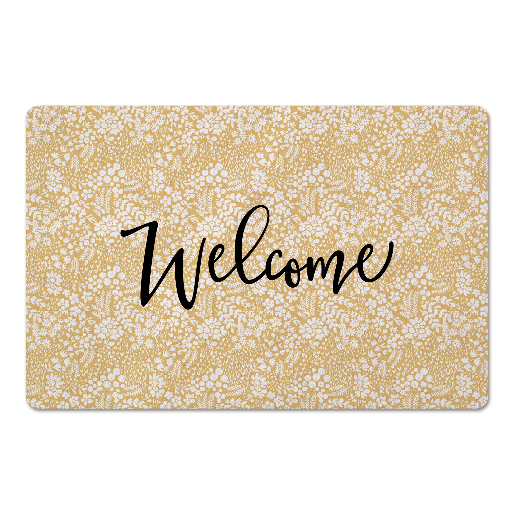 Welcome Dainty Floral Floor Mat