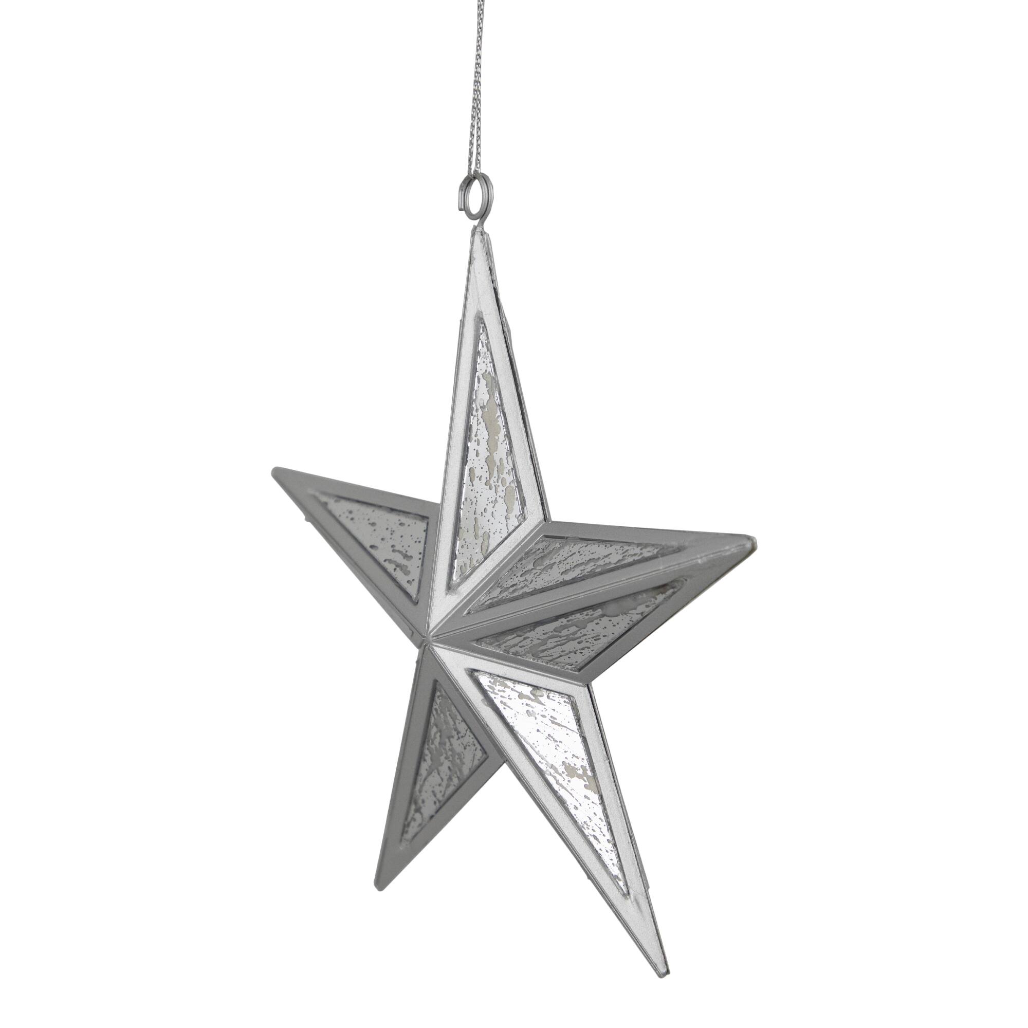 5.75" Silver Crackle Mirror Star Ornament