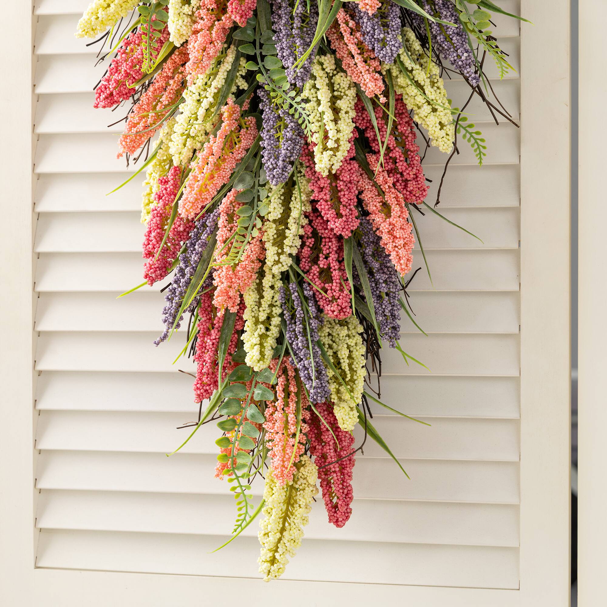 Glitzhome® 28" Pink, Purple & Yellow Mixed Heather Teardrop