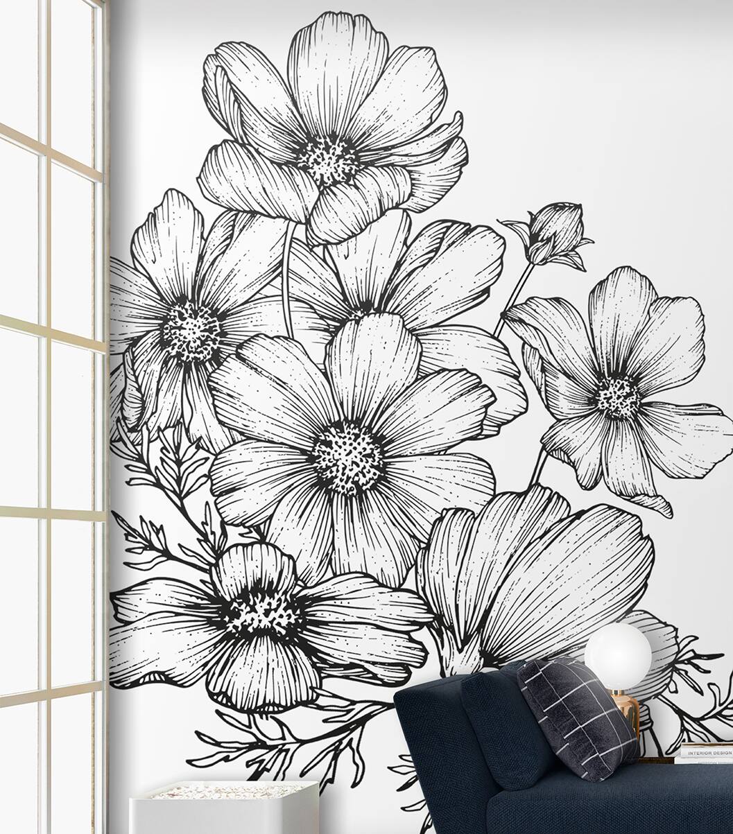 Designs Direct Poppies Linework Wall Mural