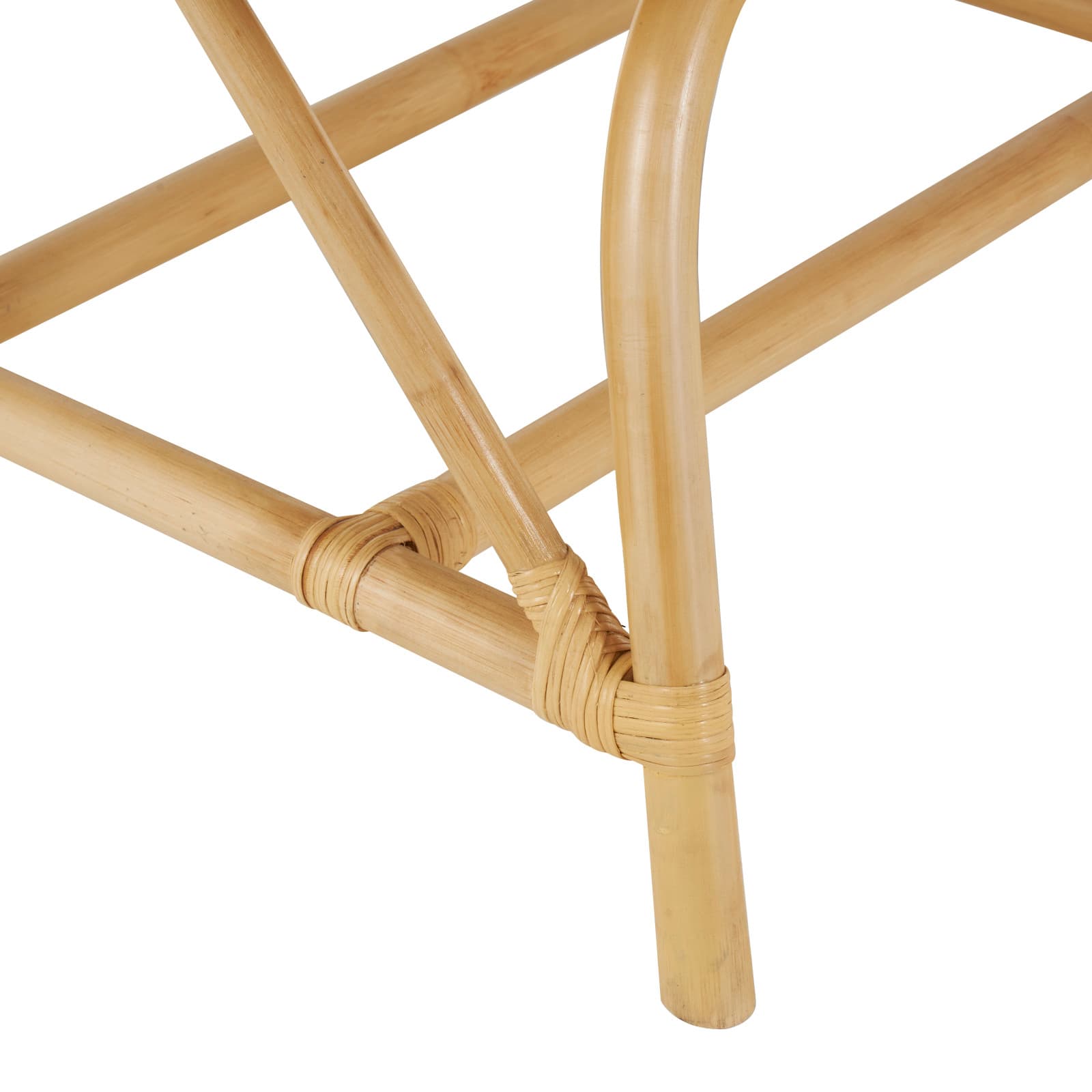 32" x 26" x 24" Light Brown Rattan Woven Squared Accent Chair with White Fabric Cushion