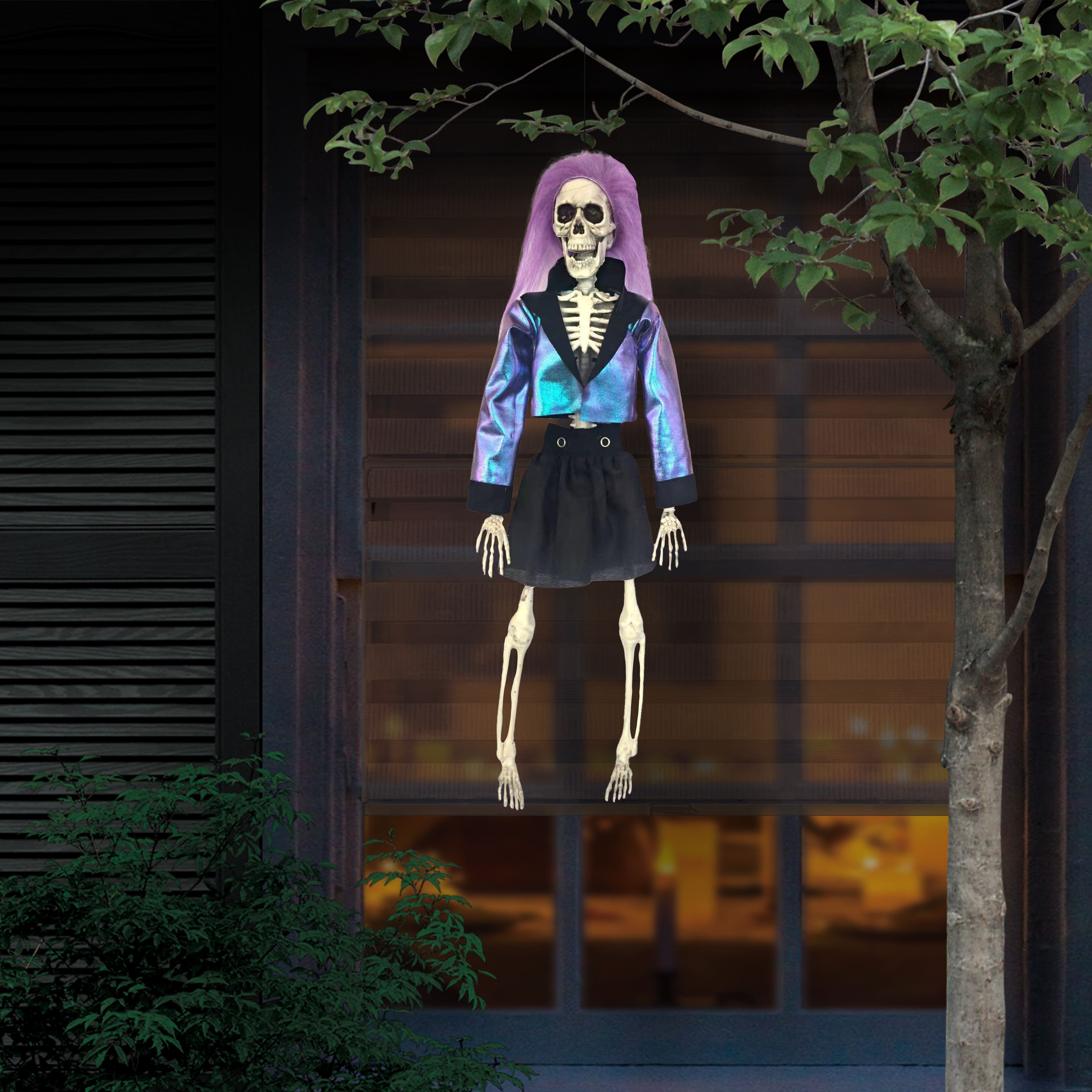 16" Hanging Purple Hair Skeleton by Ashland®