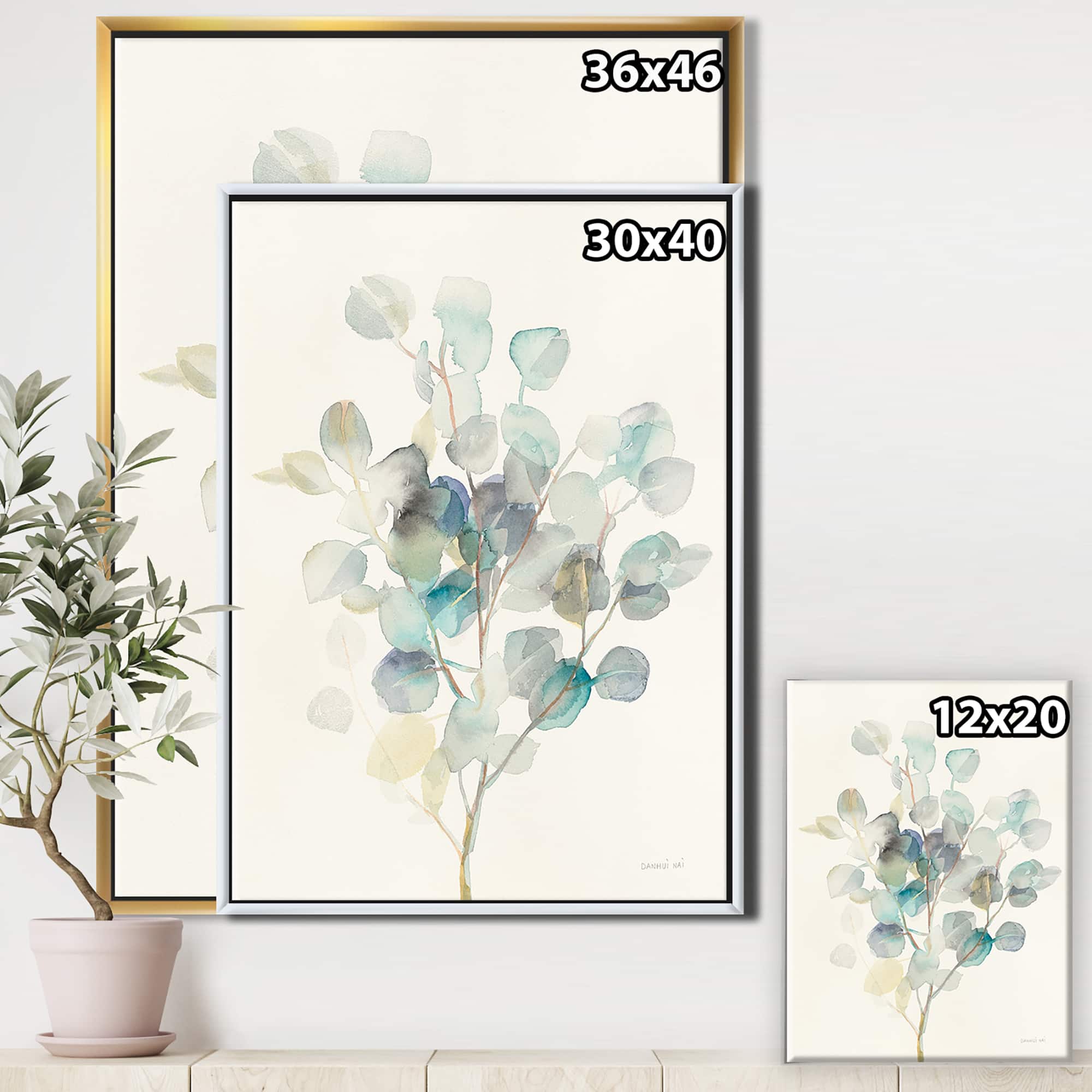 Designart - Eucalyptus leaves I - Farmhouse Canvas in Gold Frame