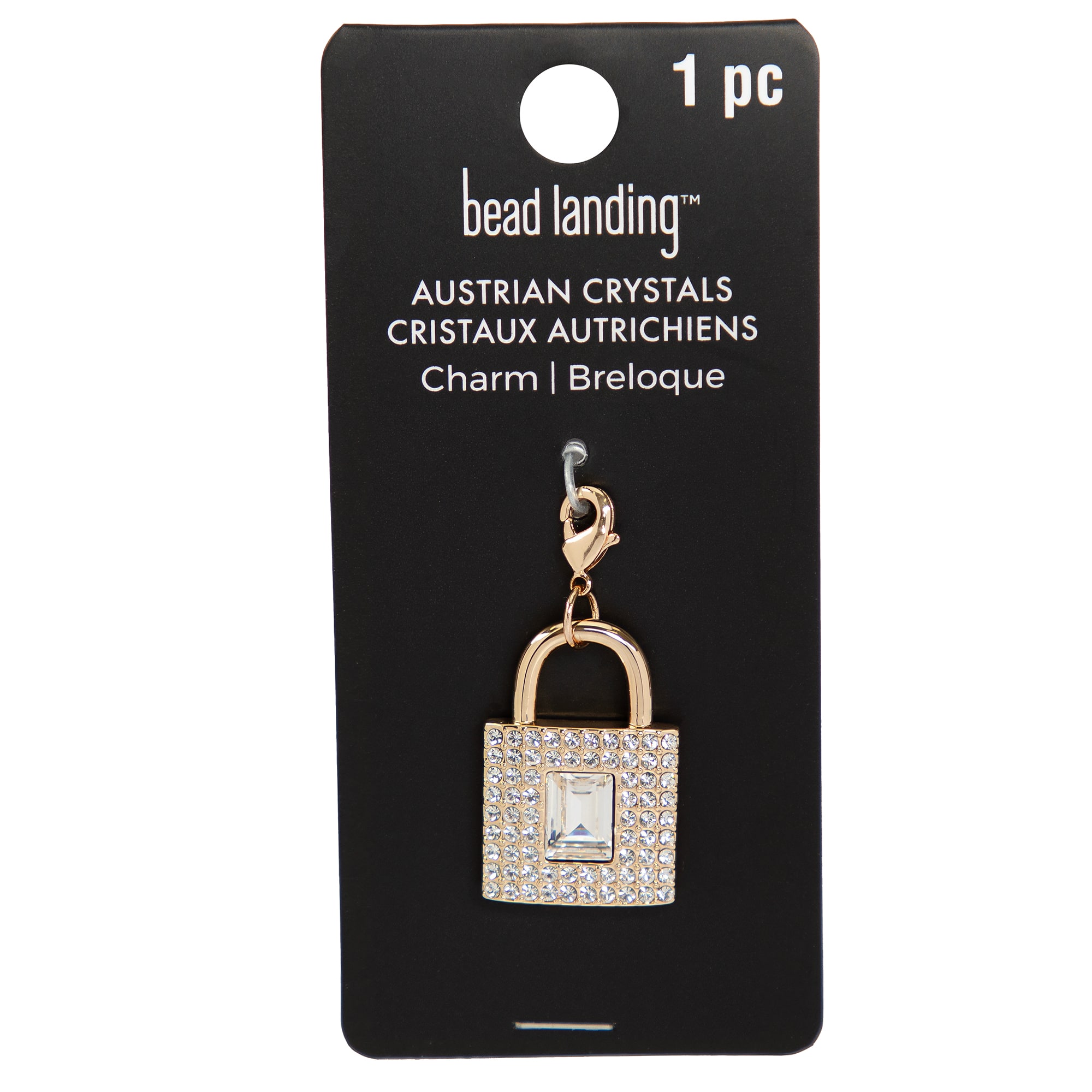 Emerald-Cut Gem Lock Austrian Crystal Charm by Bead Landing™