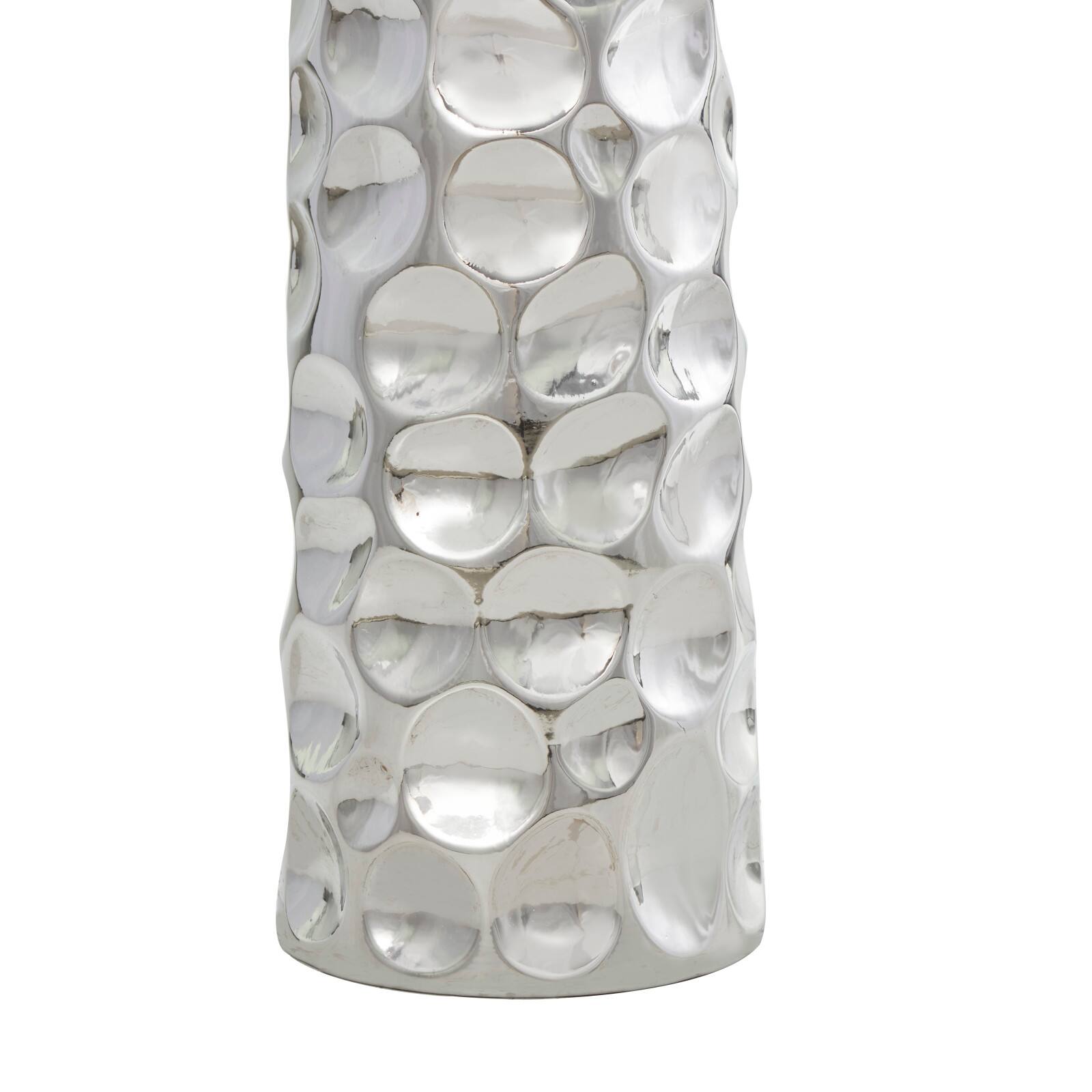 3ft. Silver Ceramic Geometric Bubble Vase with Concaved Circles