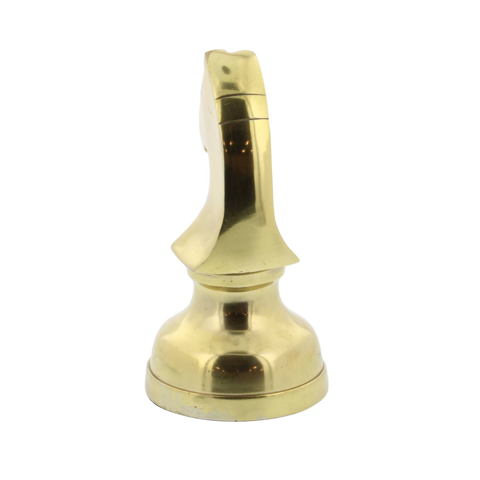 Large Metallic Gold Decorative Chess Piece Sculptures Table Decor, Set of 3, 4" x 4" x 9"