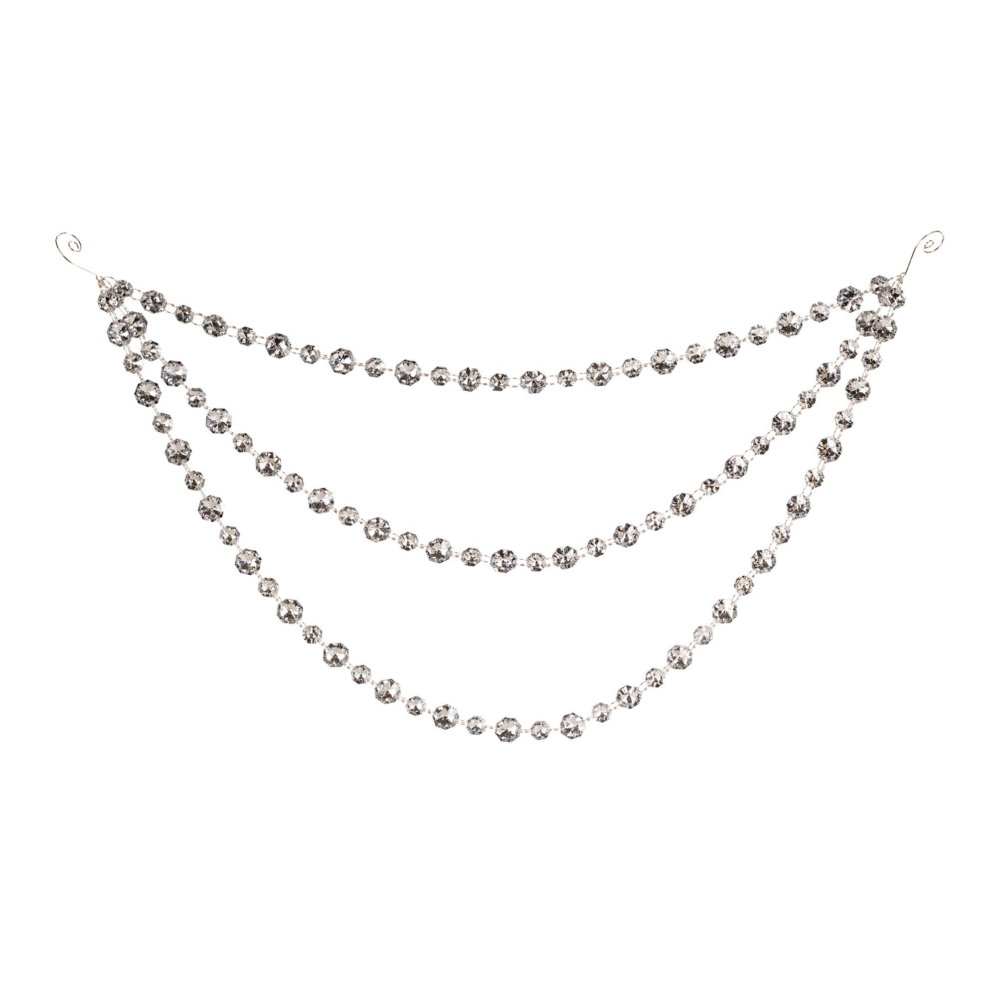 Melrose 20.5" Silver Triple Strand Bead Garlands, 2ct.