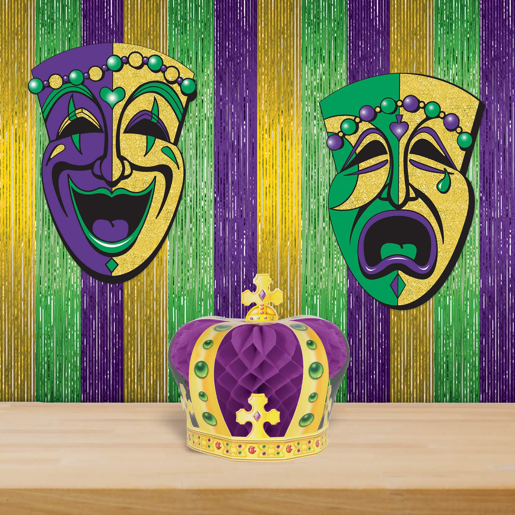 Beistle 8ft. x 3ft. Mardi Gras 1-Ply Gleam 'N Curtain