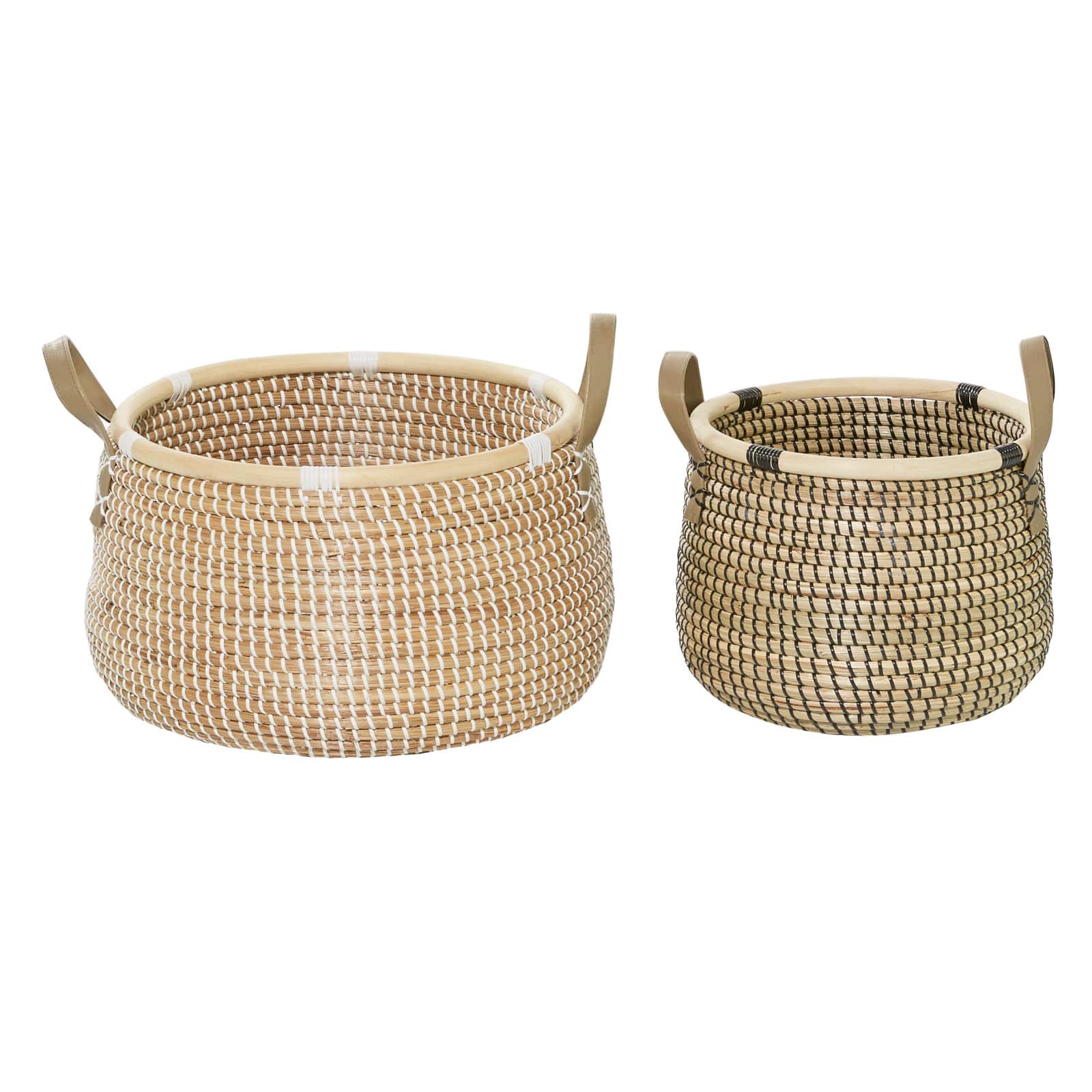 Natural Wheat Beige Round Contemporary Storage Basket Set