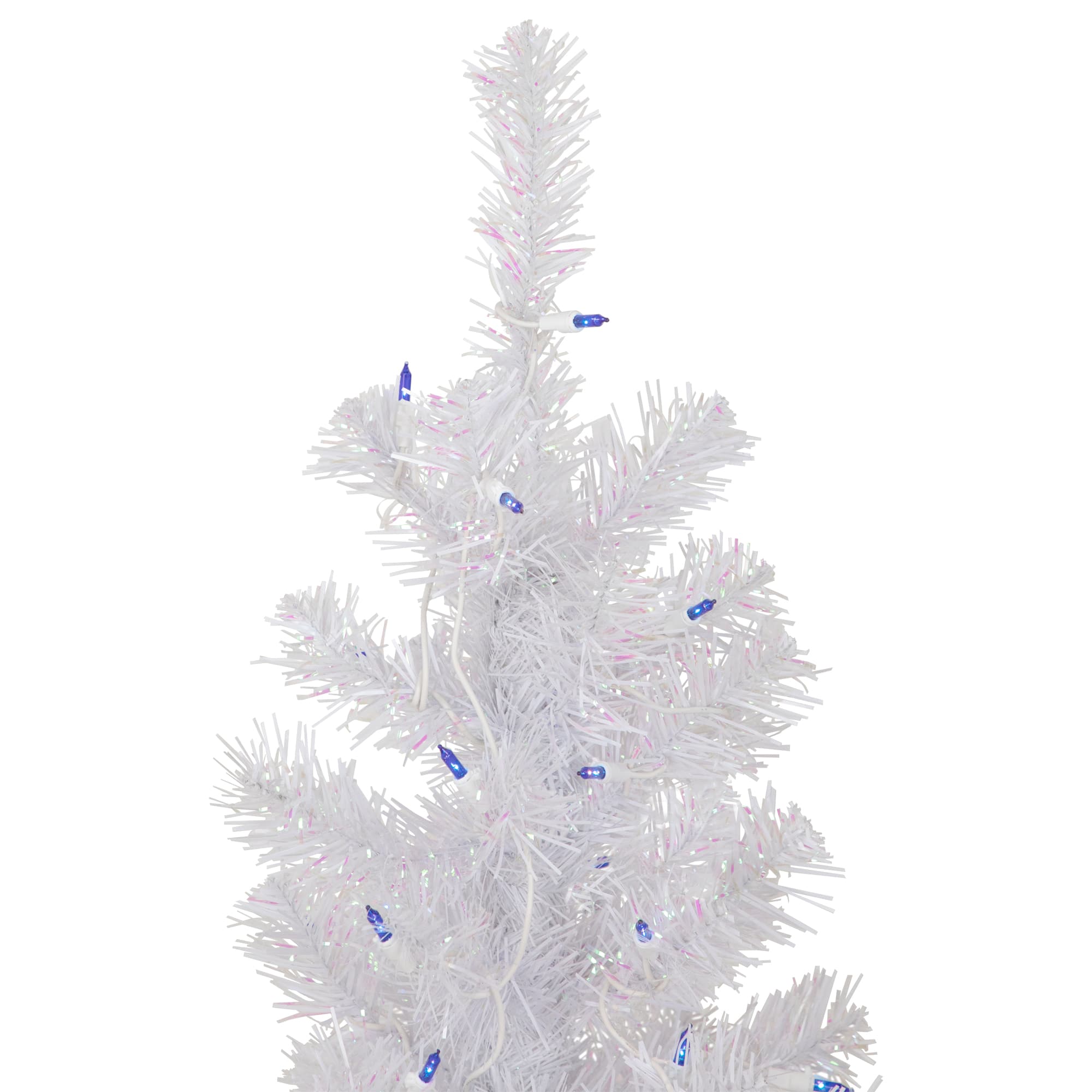 Northlight 4ft. Pre-Lit White Medium Rockport Pine Artificial Christmas Tree, Blue Lights