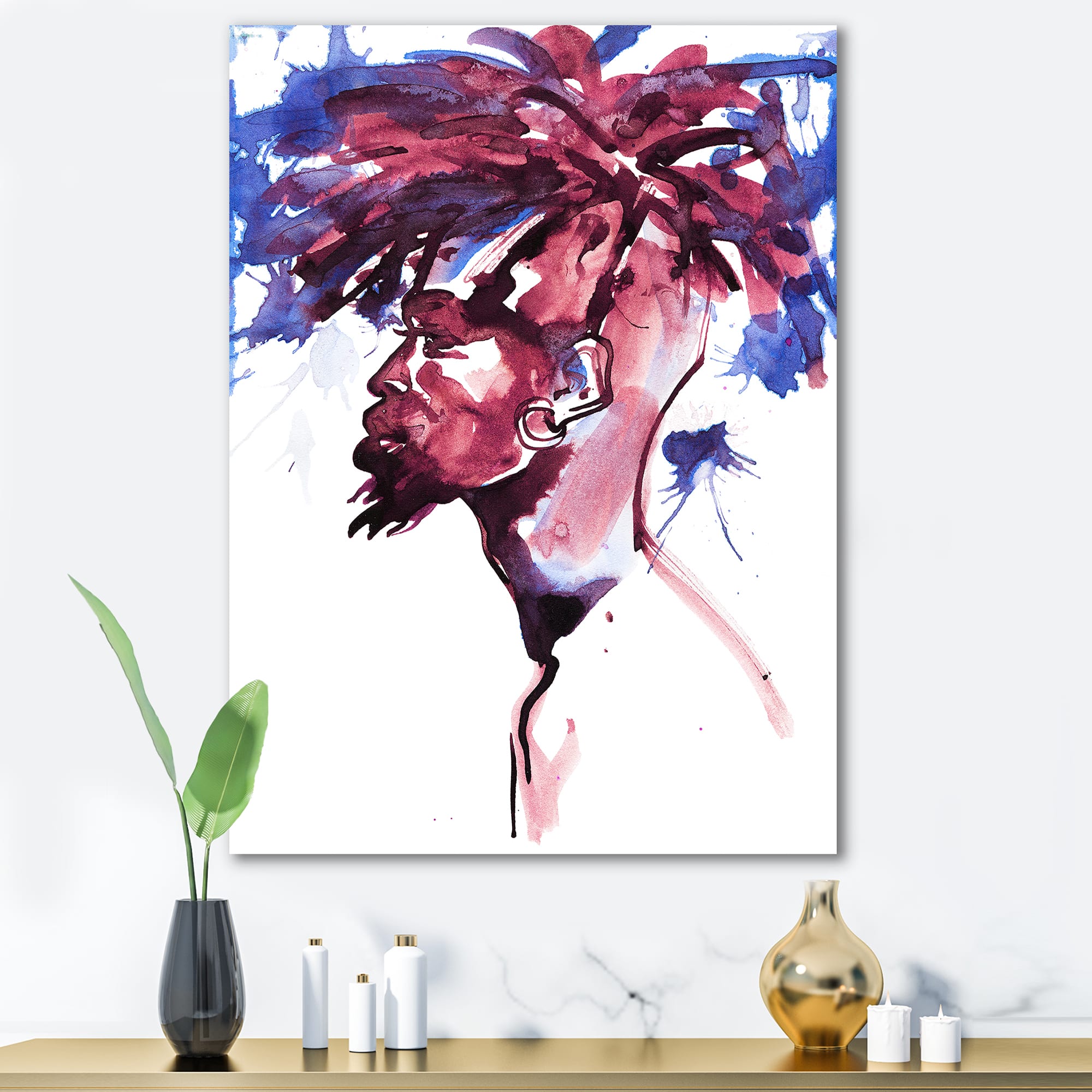 Designart - Handsome African Man Fashion Portrait of Young Guy - Modern Canvas Wall Art Print