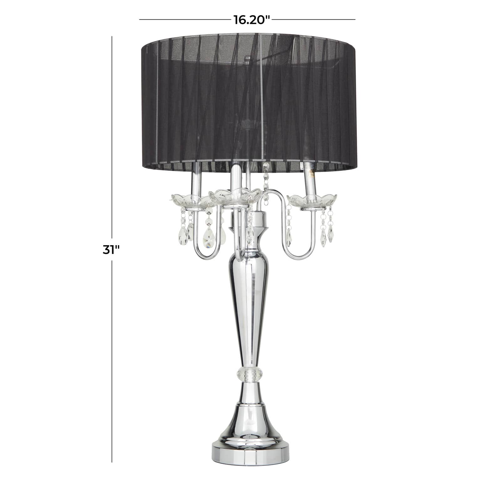 Silver Metal Table Lamp 16" x 16" x 31"
