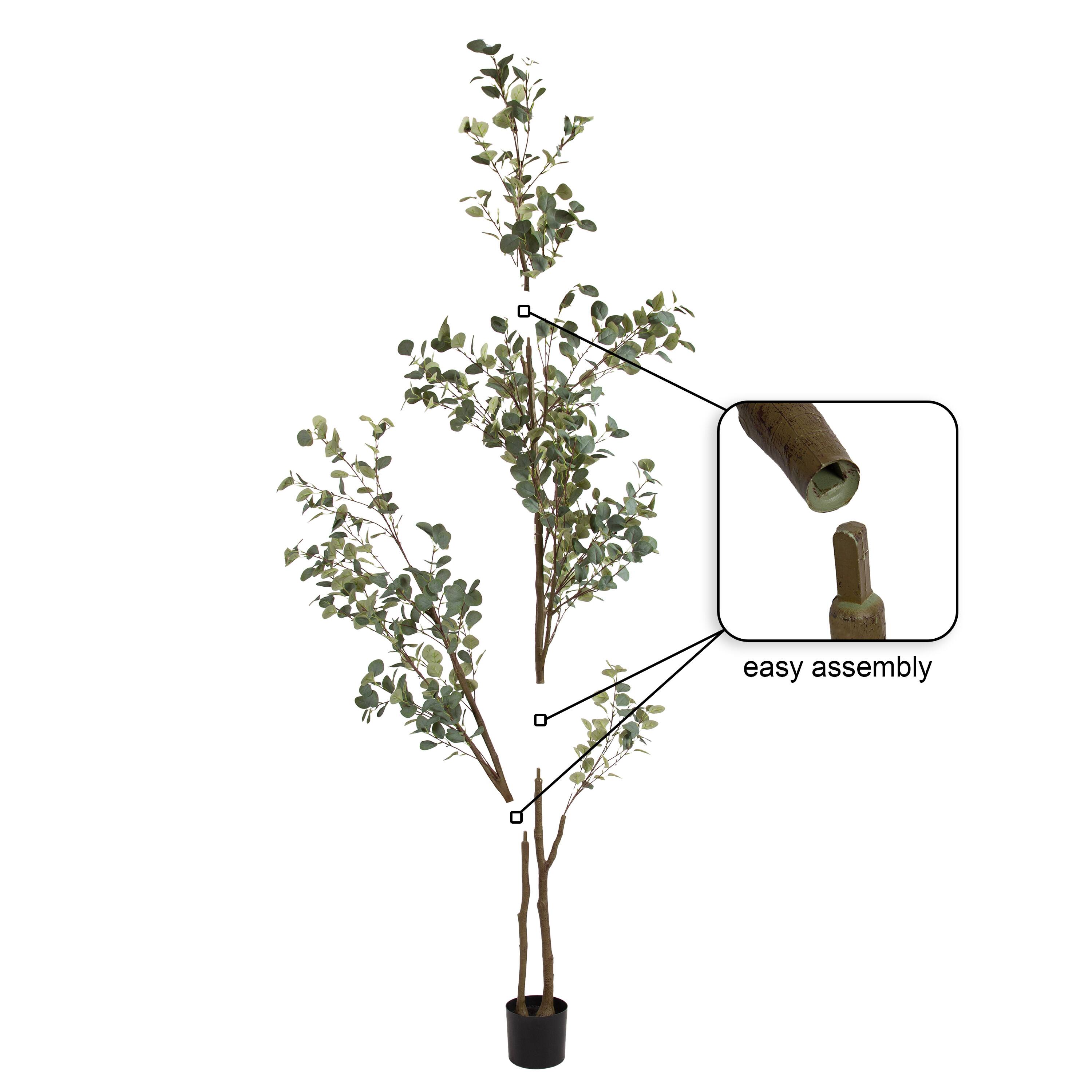Kate and Laurel 8ft. Green Eudora Faux Eucalyptus Tree in White Planter