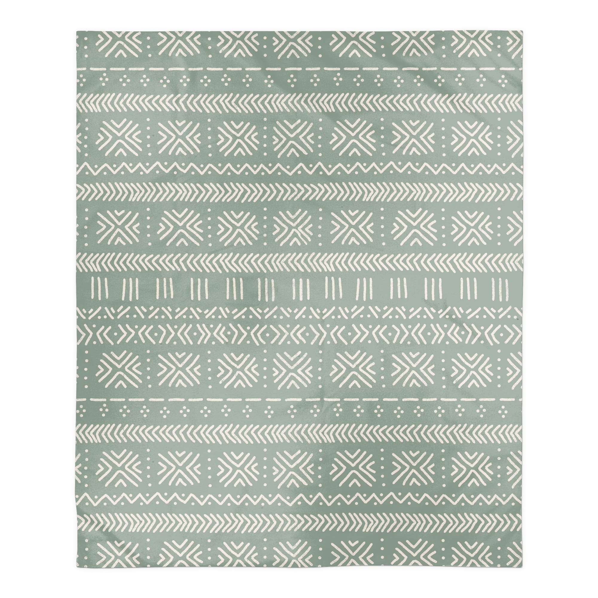 Sage Mudcloth 50" x 60" Sherpa Fleece Blanket