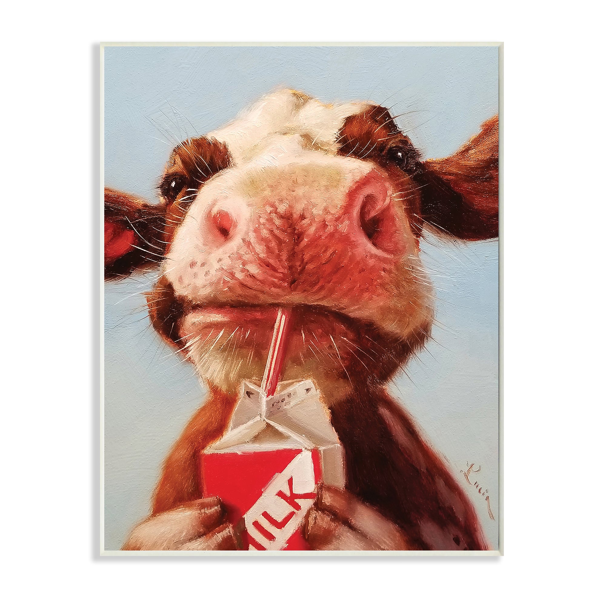 Stupell Industries Baby Cow Milk Box Carton Farm Portrait Wall Plaque