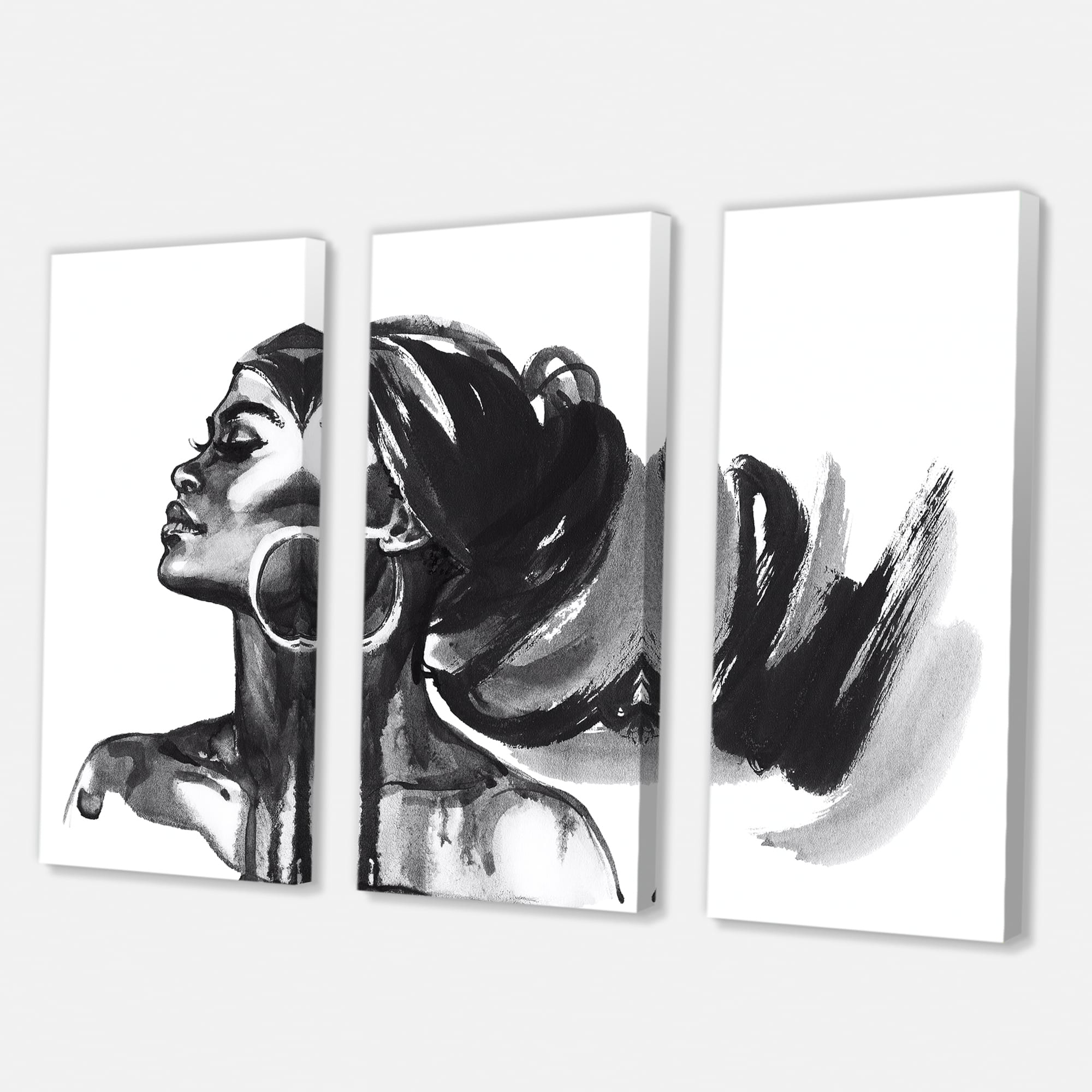 Designart - Monochrome Portrait of African American Woman IV - Modern Canvas Wall Art Print