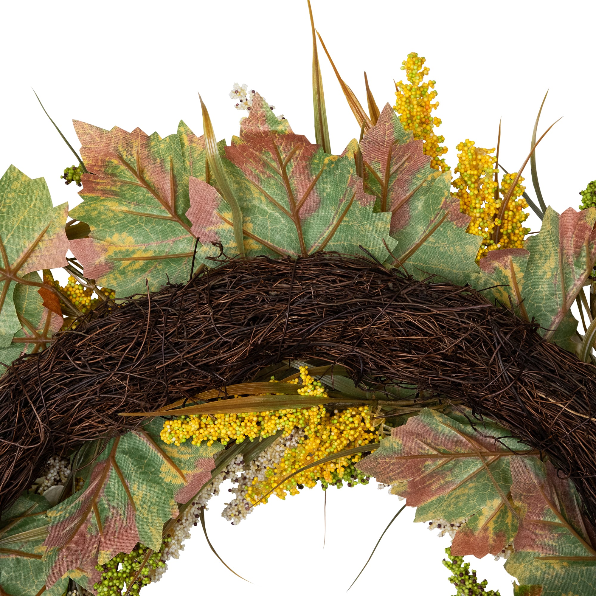 28" White & Orange Hydrangea Artificial Fall Harvest Twig Wreath