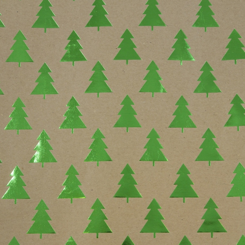 JAM Paper Christmas Tree Print Kraft Gift Wrap