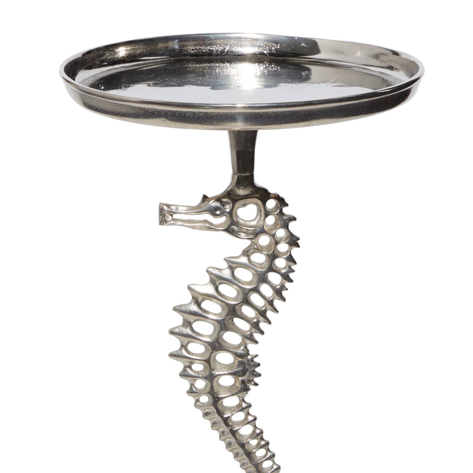 27" Silver Aluminum Coastal Accent Table