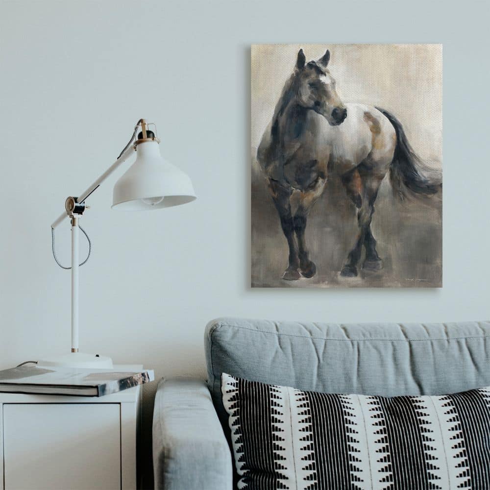 Stupell Industries Abstract Wild Horse Stance Brown Black Painting Canvas Wall Art