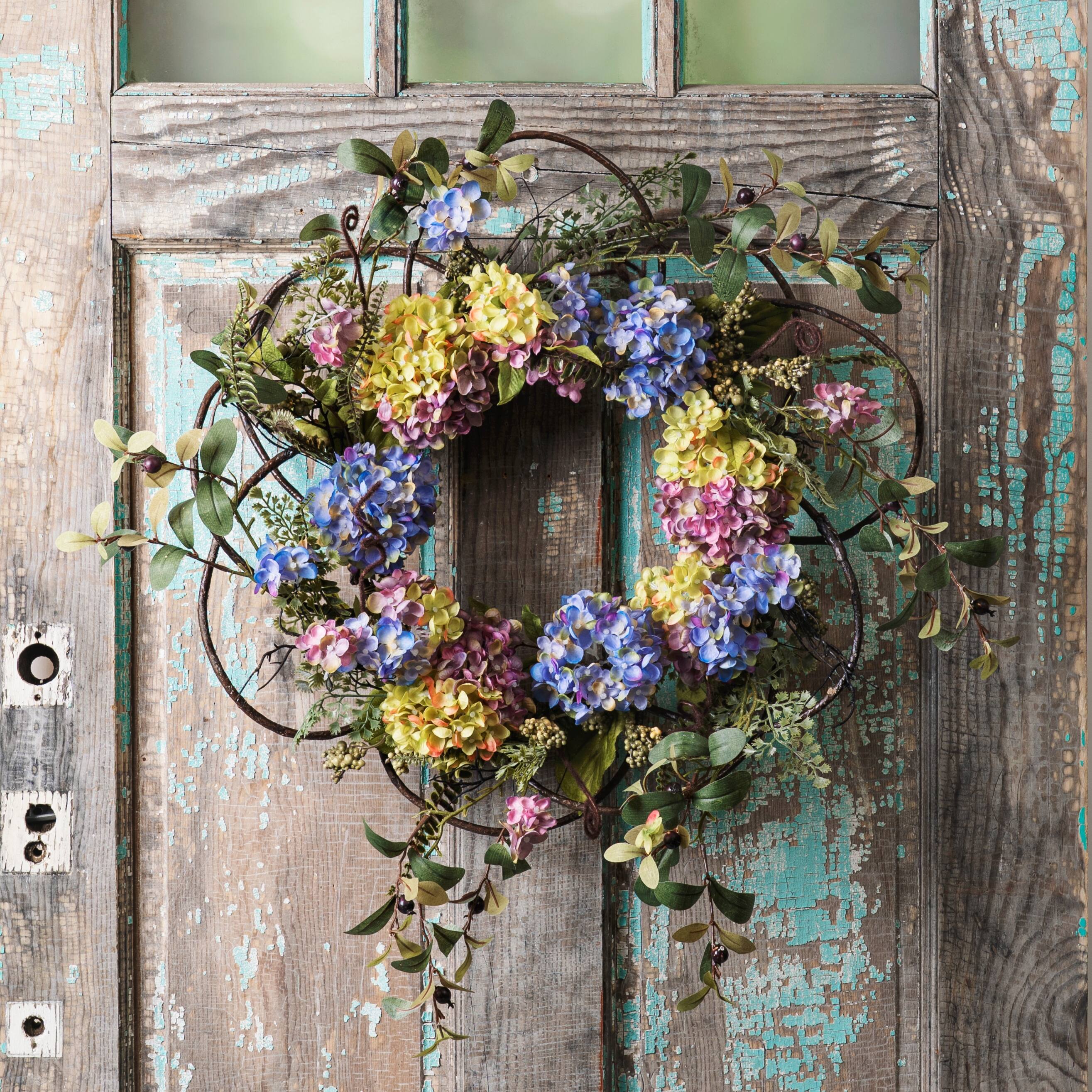 22" Purple Hydrangea Floral Wreath