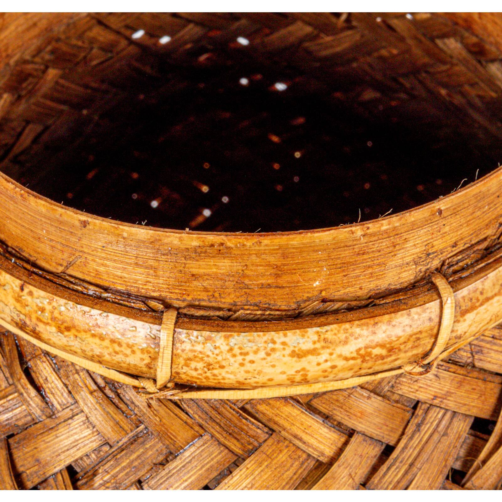 Hello Honey® 19" Natural Artisanal Bamboo & Rattan Lidded Container