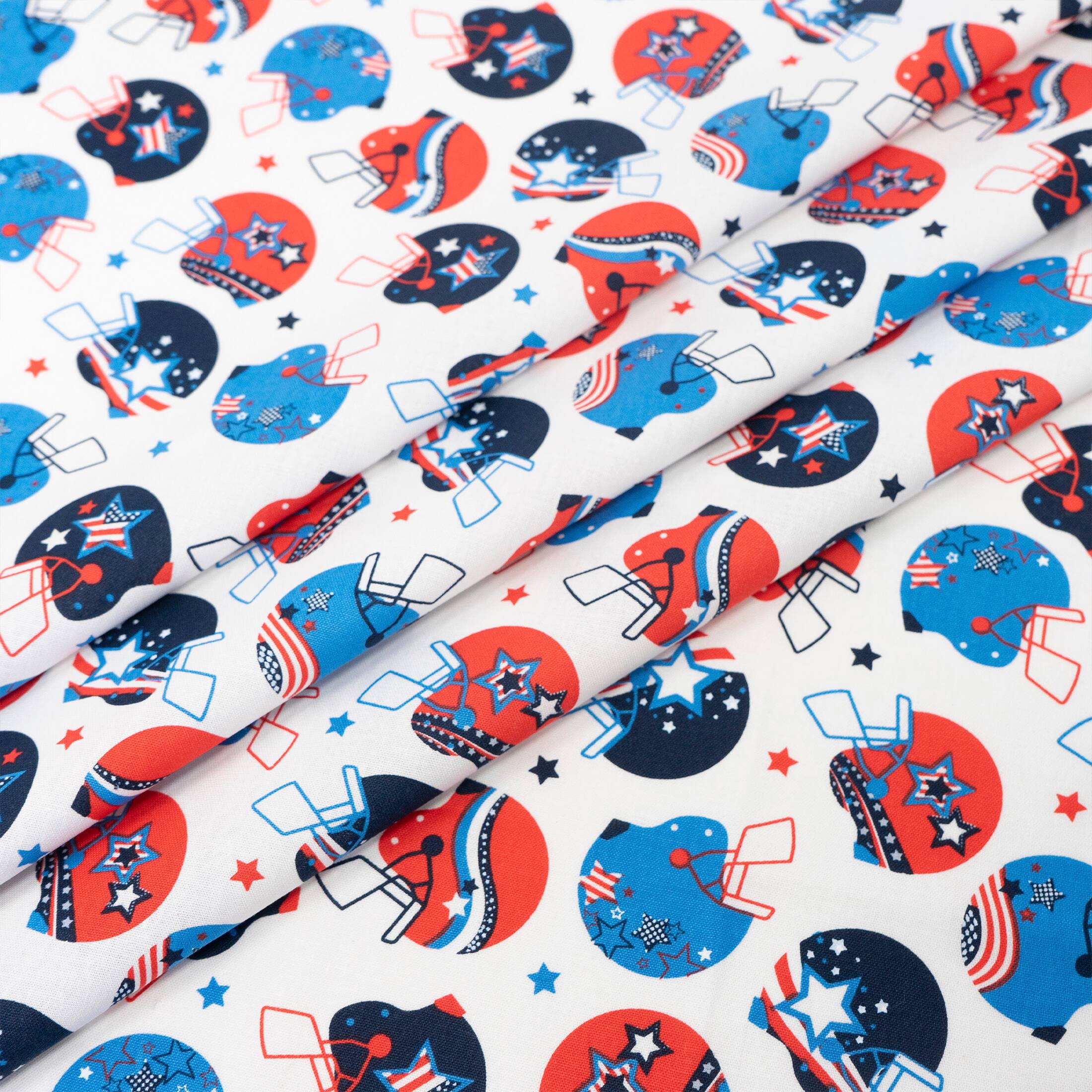 SINGER Patriotic Football Helmets Print Cotton Fabrics
