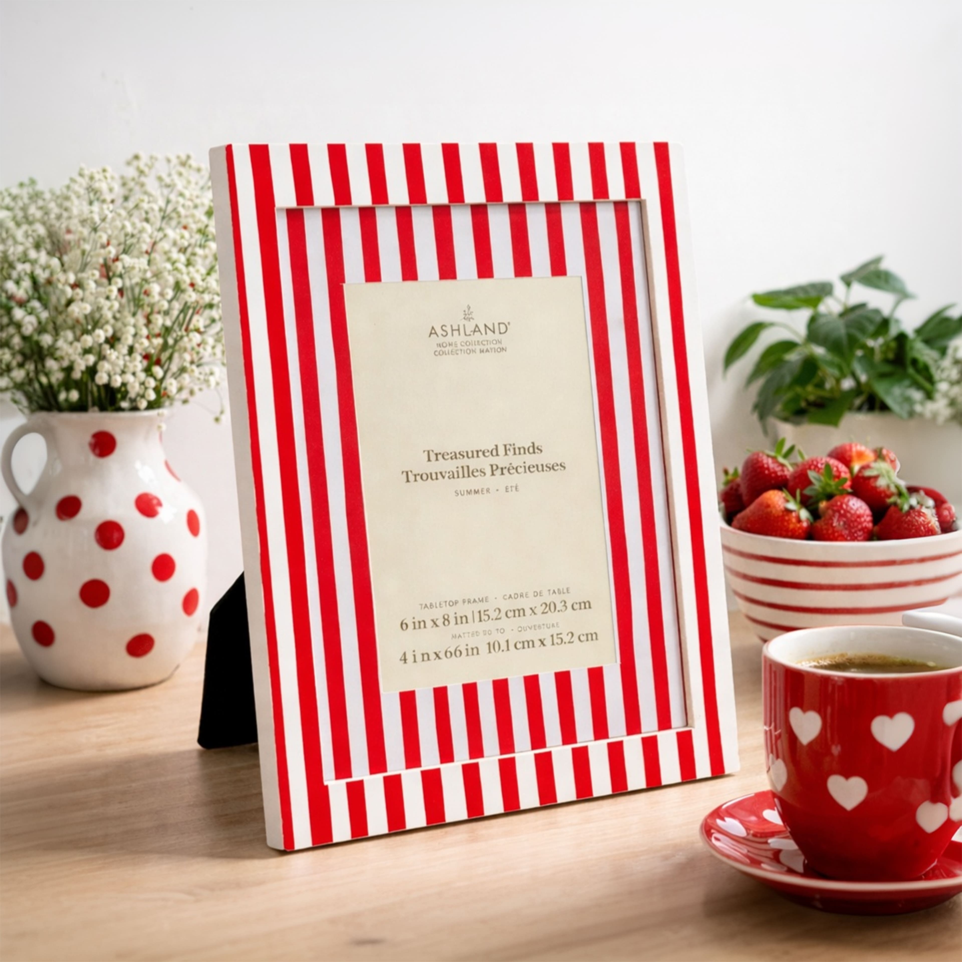 4" x 6" Red & White Striped Tabletop Frame with Mat, Treasured Finds by Ashland®