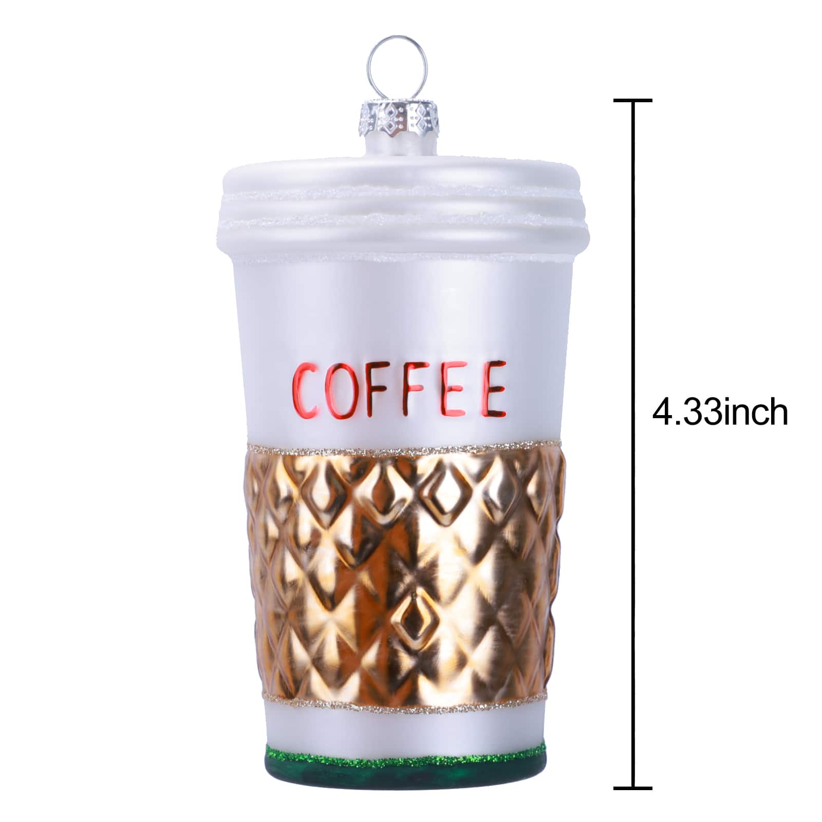 4.25" White & Gold Coffee Cup Glass Ornament by Ashland®