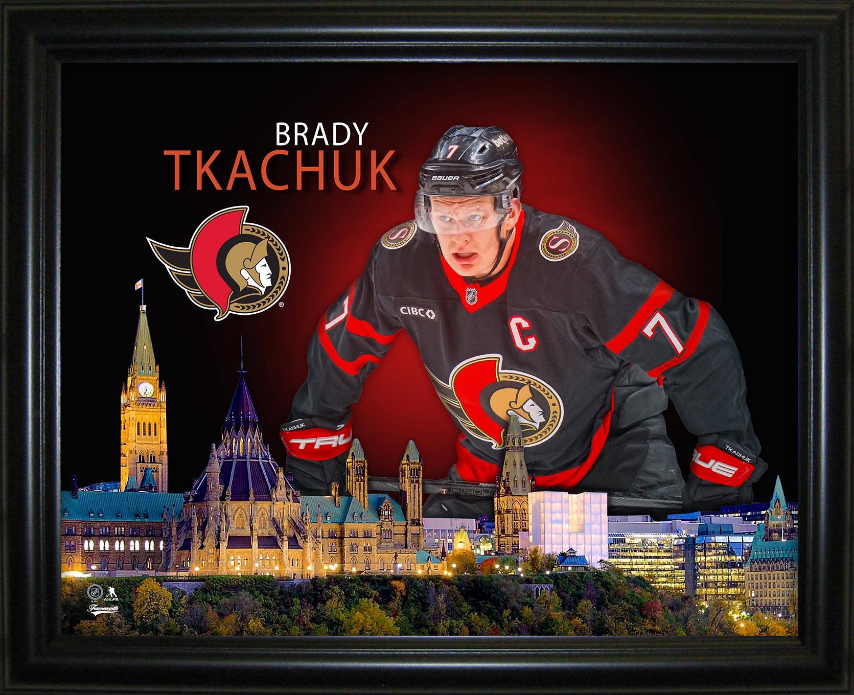Brady Tkachuk 16" x 20" Framed Skyline Print Ottawa Senators 20" x 16"