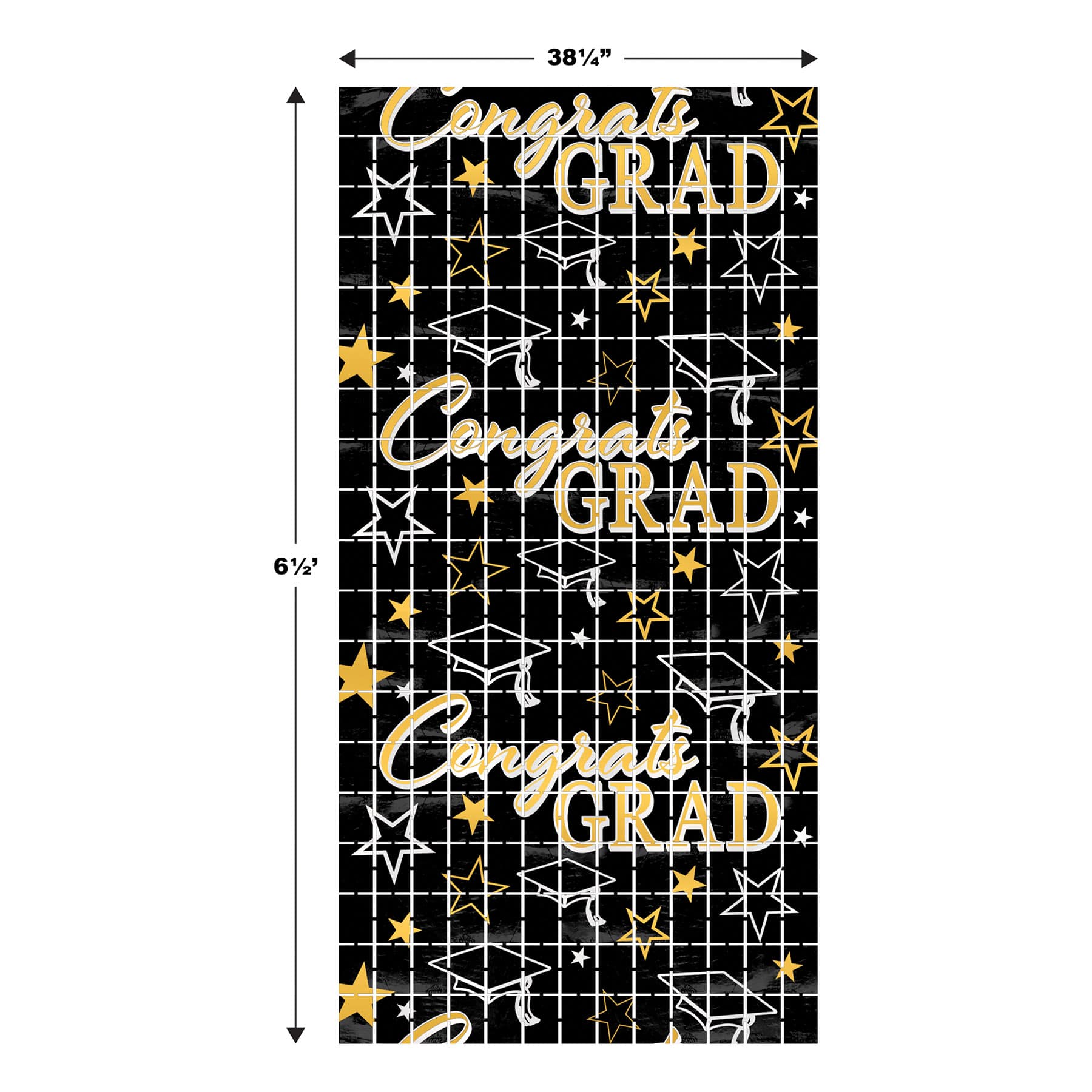 Beistle 6.5ft. Black & Gold Congrats Grad Metallic Square Curtain