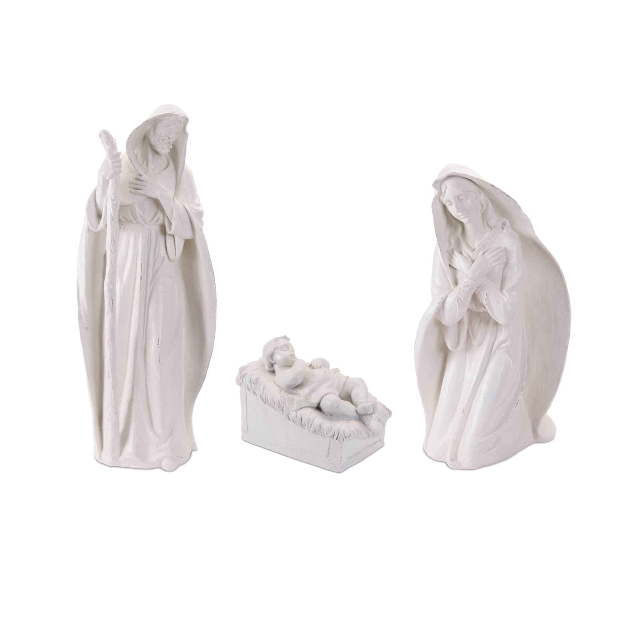 Melrose White Glittered Holy Family Figurines Set